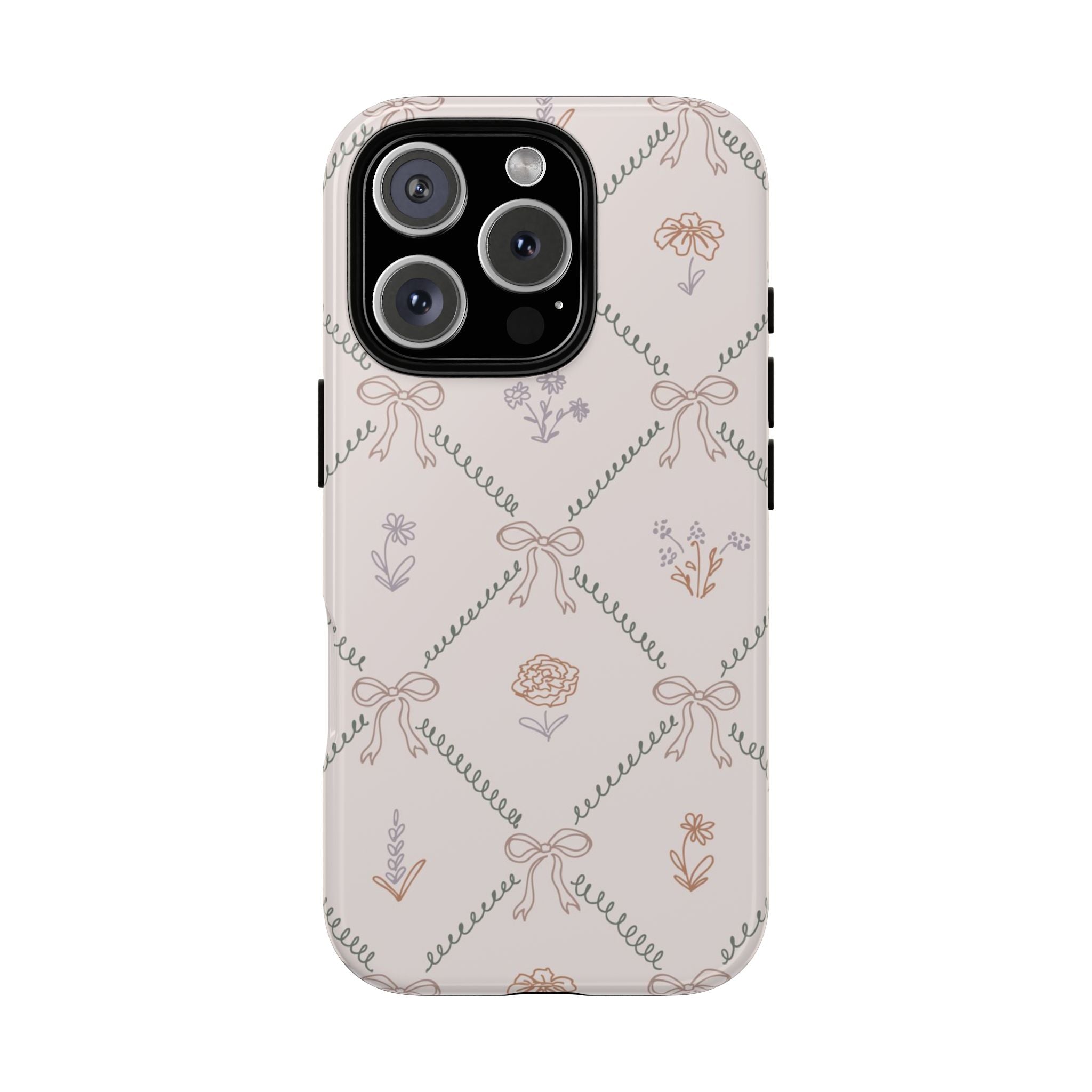 Floral Bow Pattern Tough iPhone Case