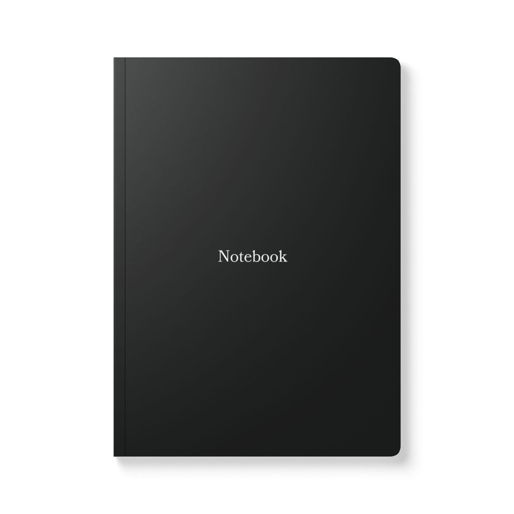 Softcover Journal — Minimal Black Notebook with Inside Prints