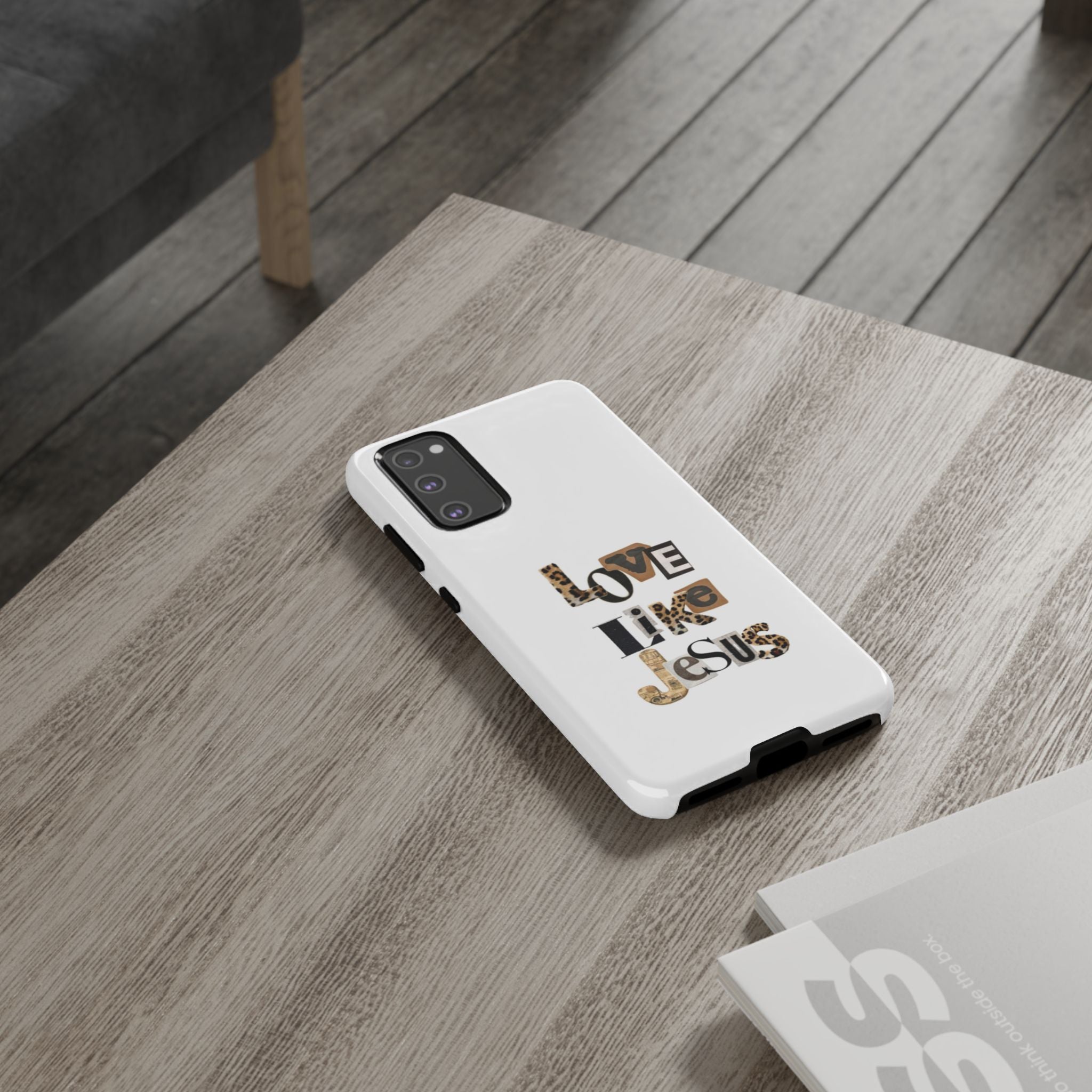 "Love Like Jesus" Leopard Print Christian Tough Phone Case