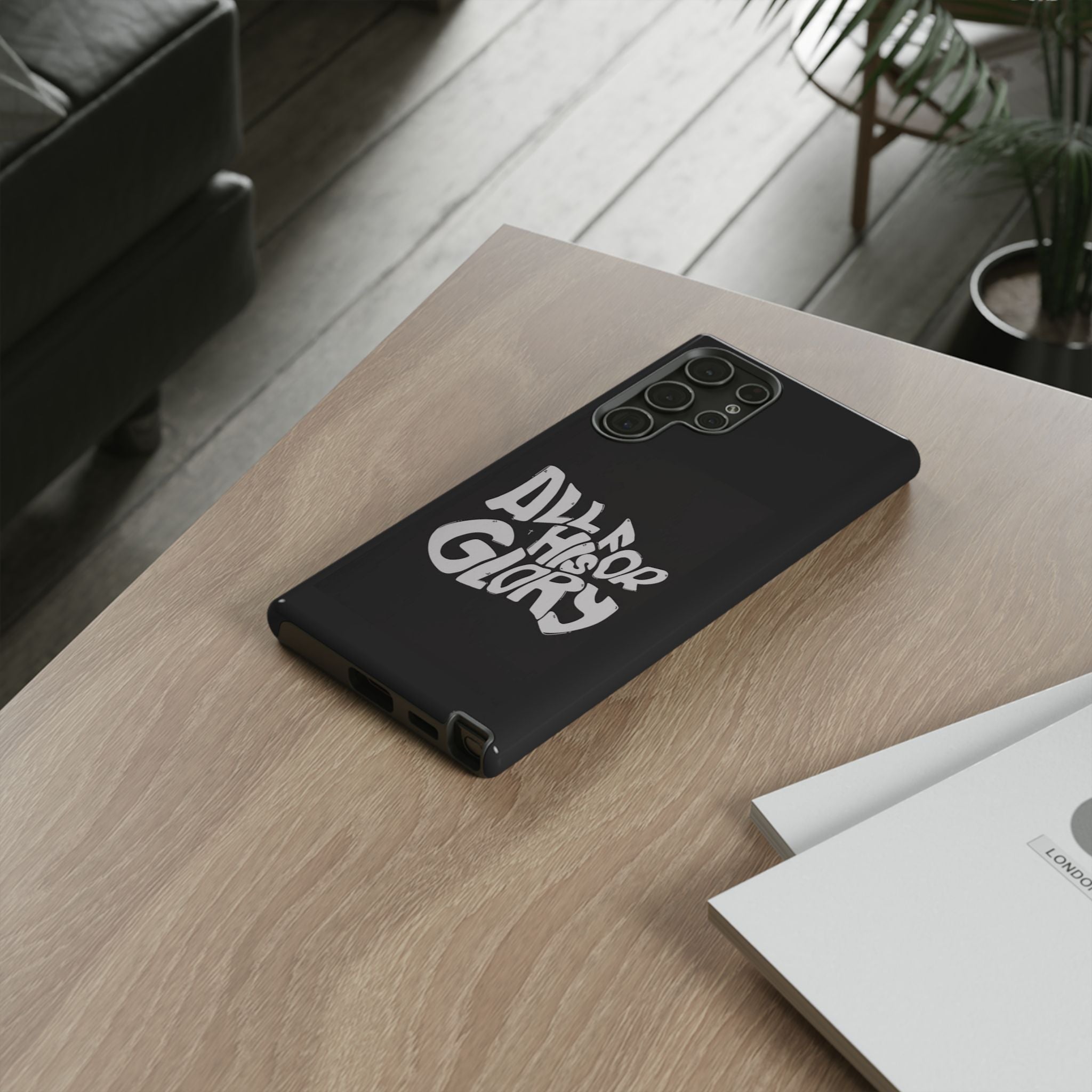 All For His Glory Phone Case — Christian Faith Script Protective Cover