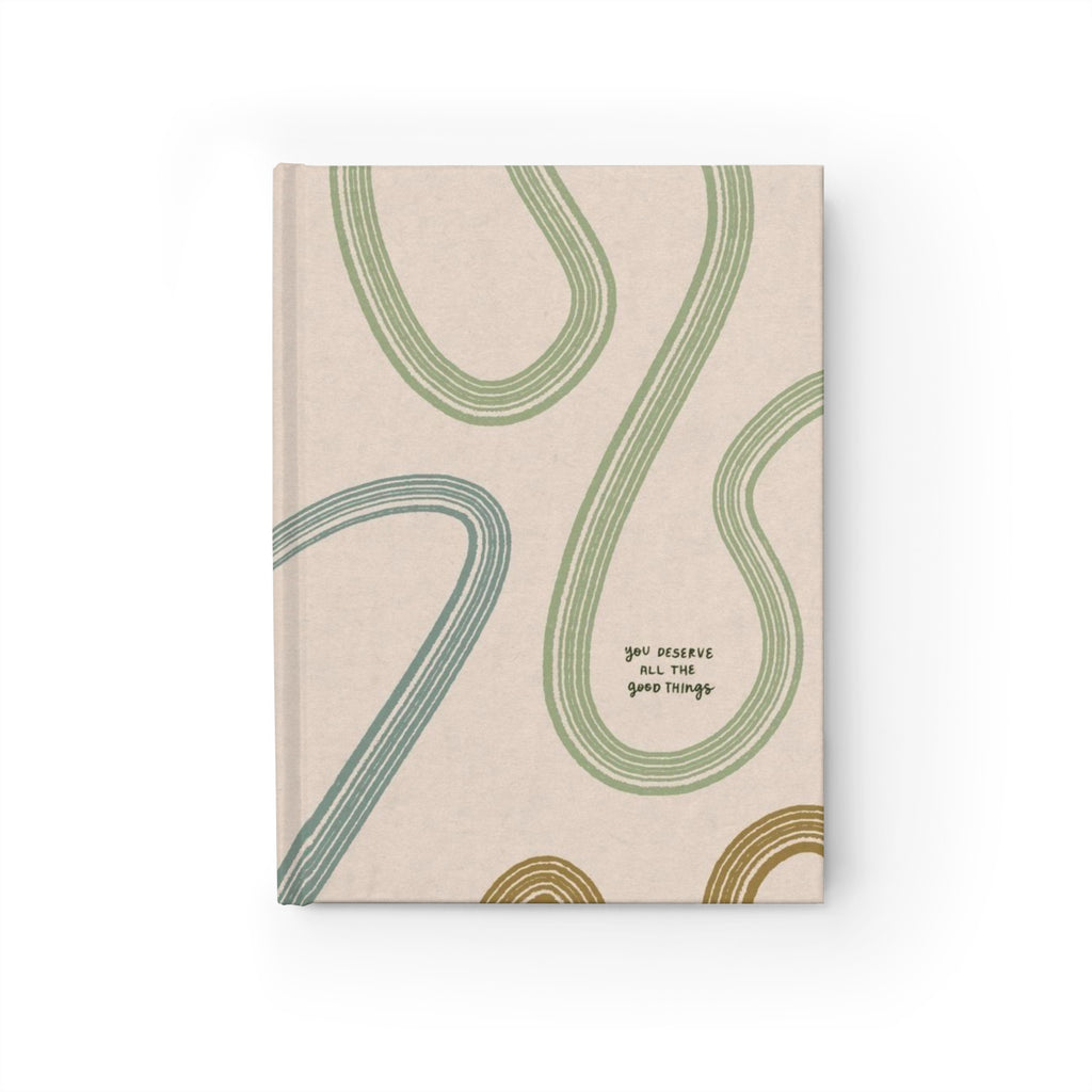 Hardcover Ruled Journal – Minimal Abstract Swirl Notebook with ‘You Deserve All The Good Things’