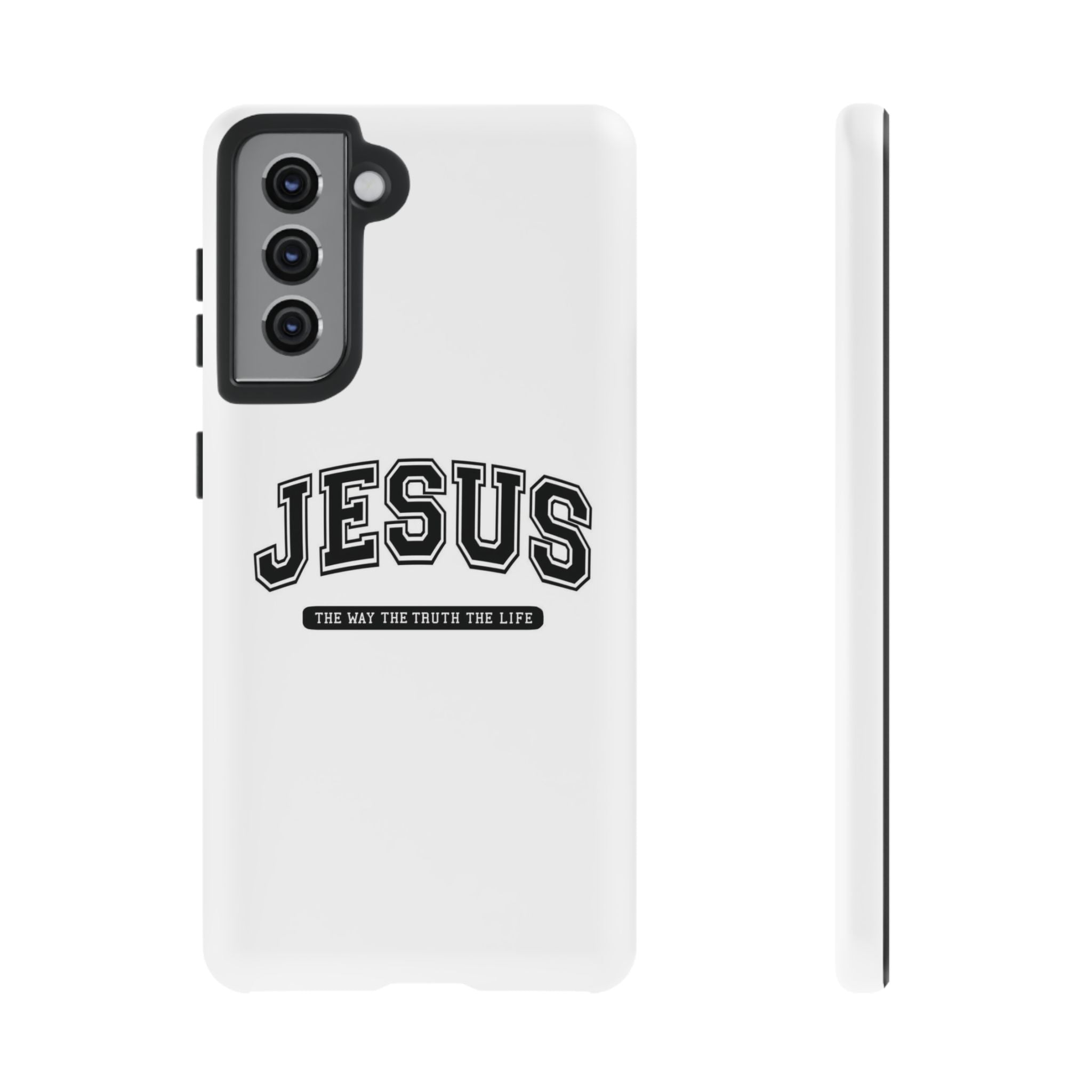 Jesus varsity phone case — 'Jesus: The Way The Truth The Life' tough protective cover