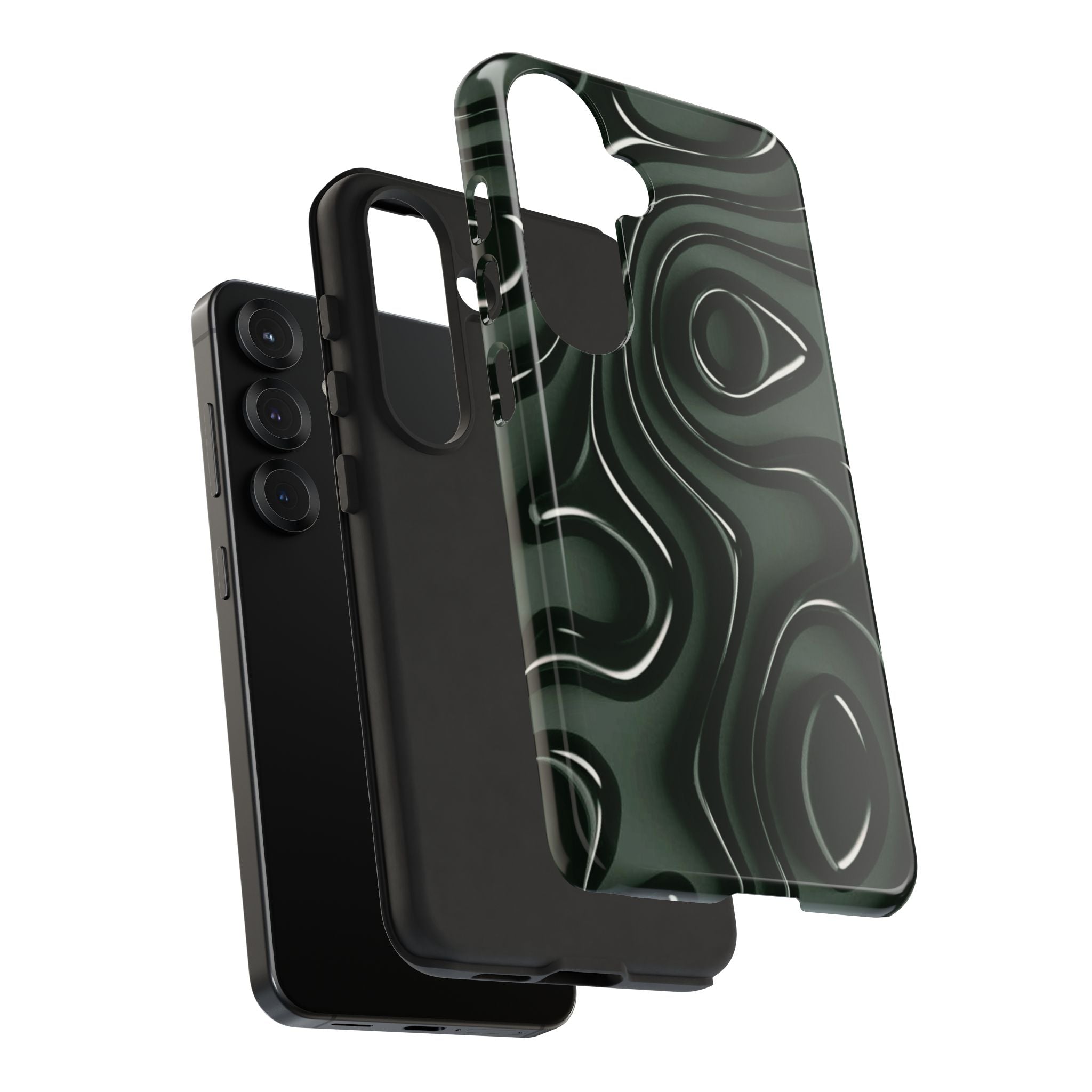 Dark Green Abstract Swirl Tough Phone Case