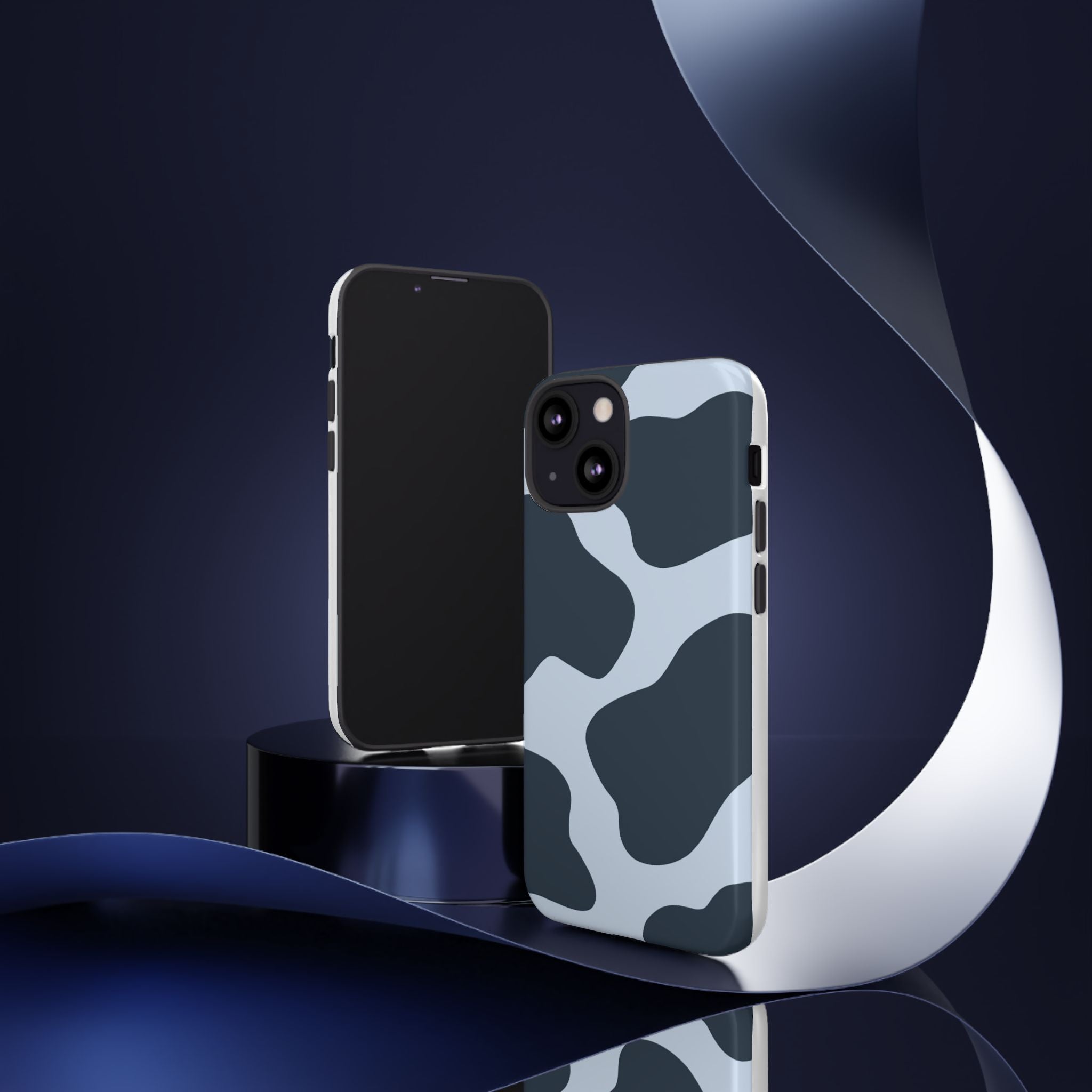Cow Print Tough iPhone Case — Blue Black Abstract Pattern
