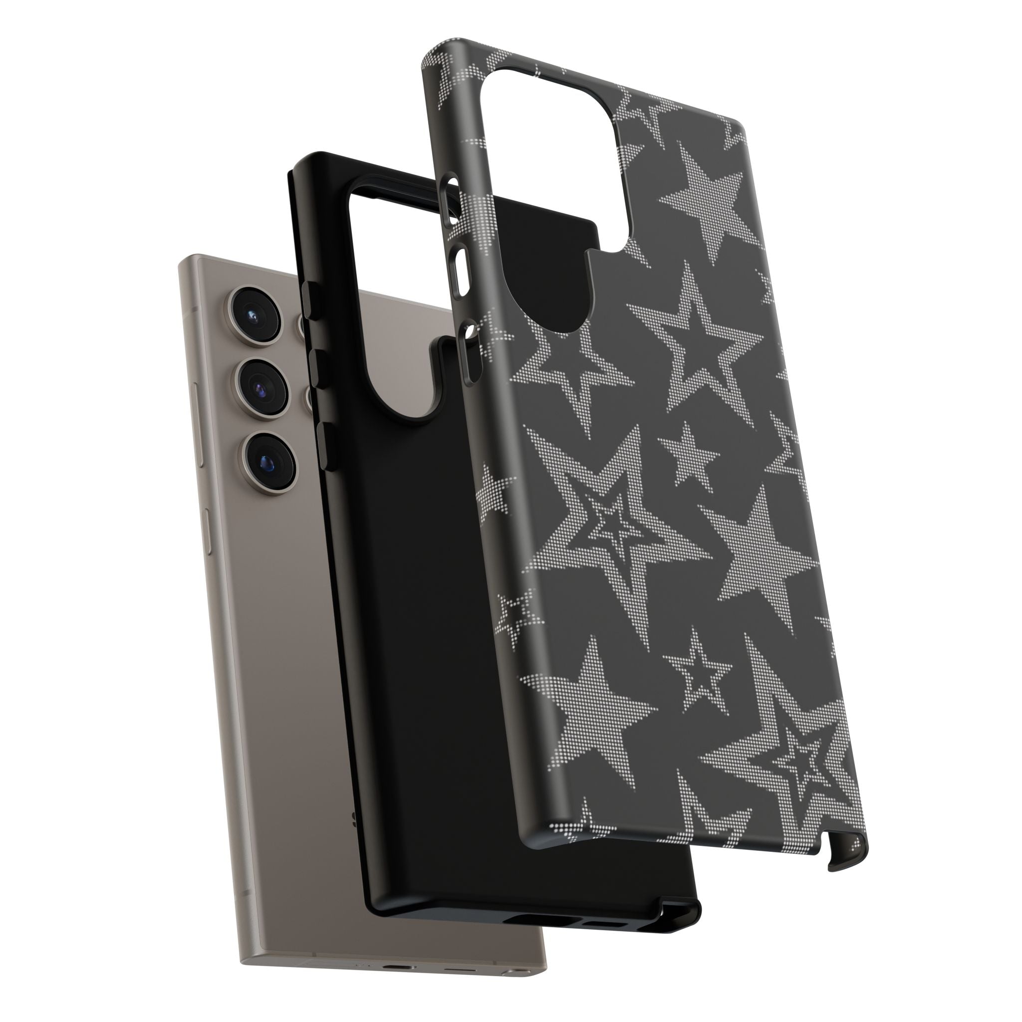 Black Star Pattern Tough Phone Case — Durable Protective Phone Cover