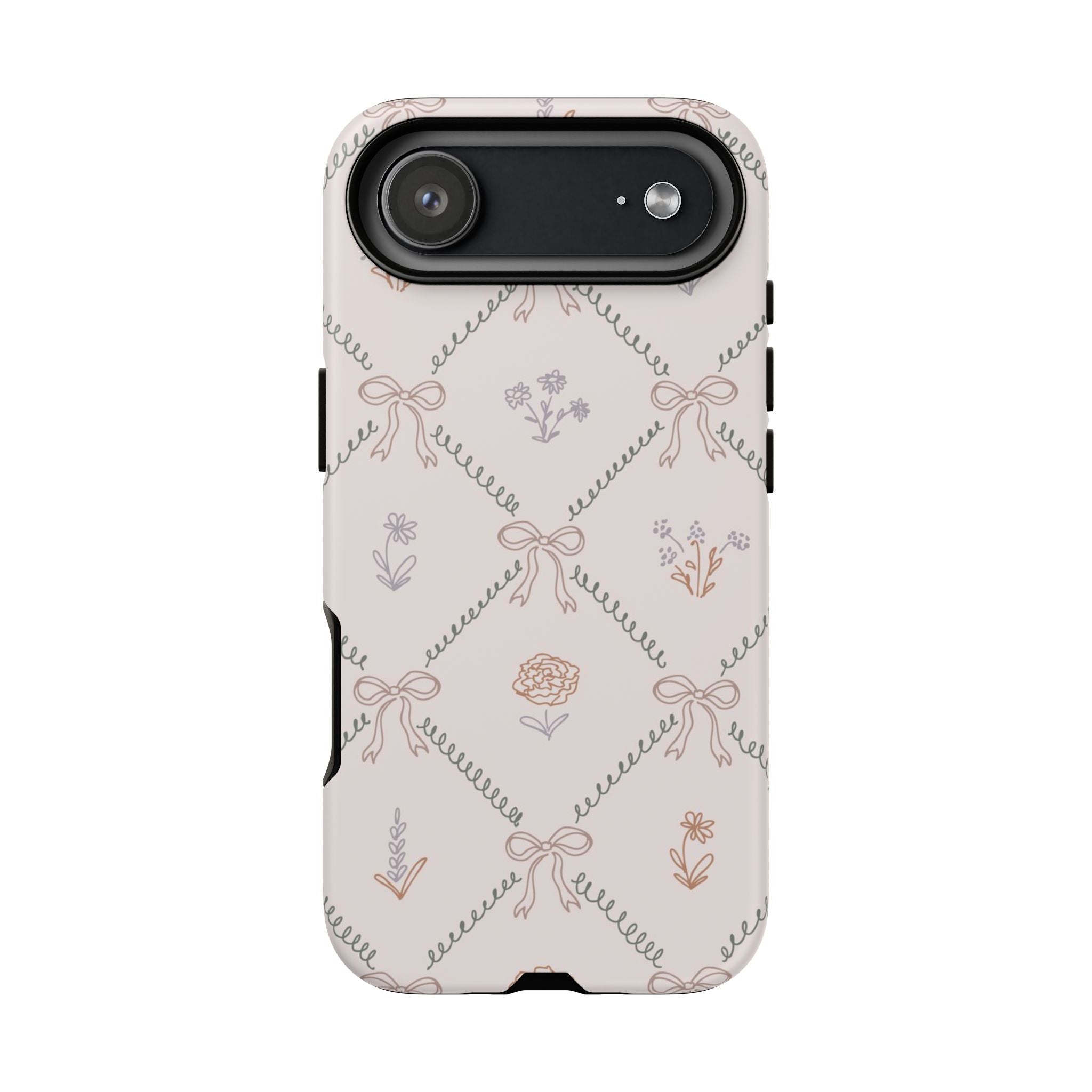 Floral Bow Pattern Tough iPhone Case