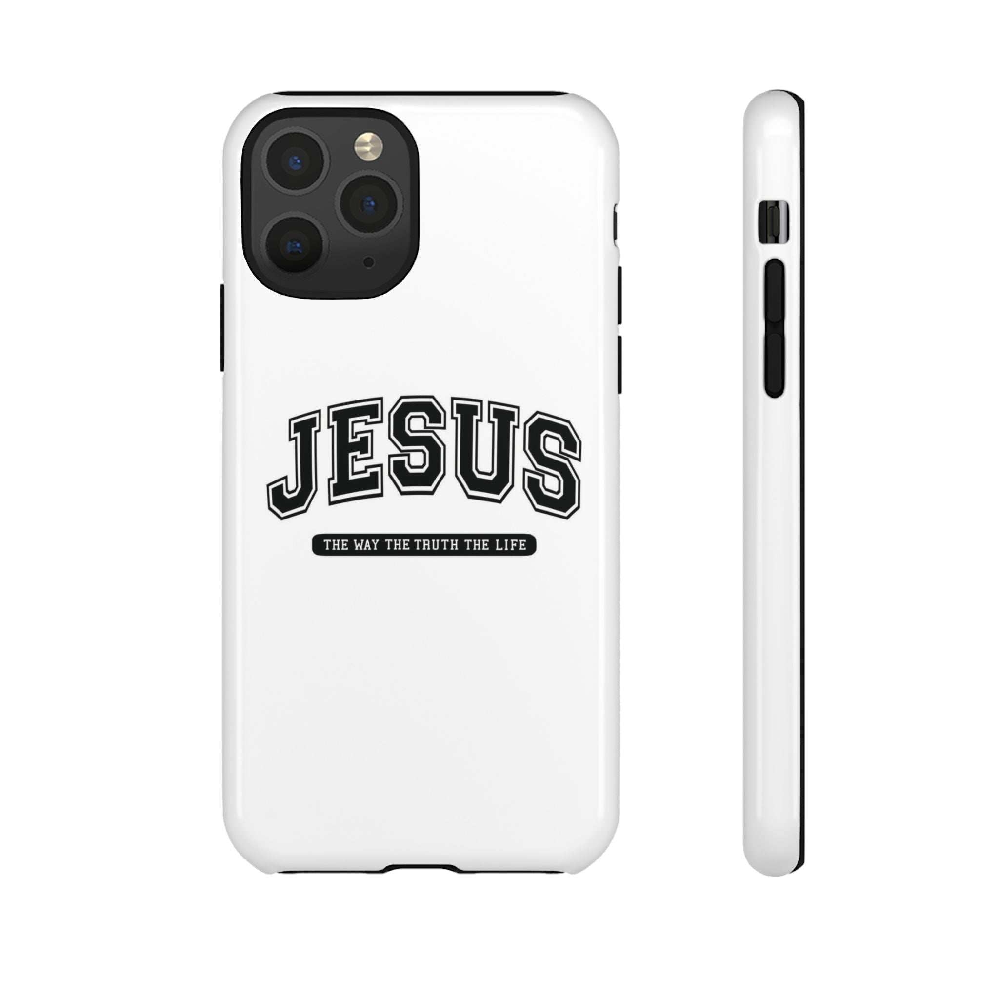 Jesus varsity phone case — 'Jesus: The Way The Truth The Life' tough protective cover
