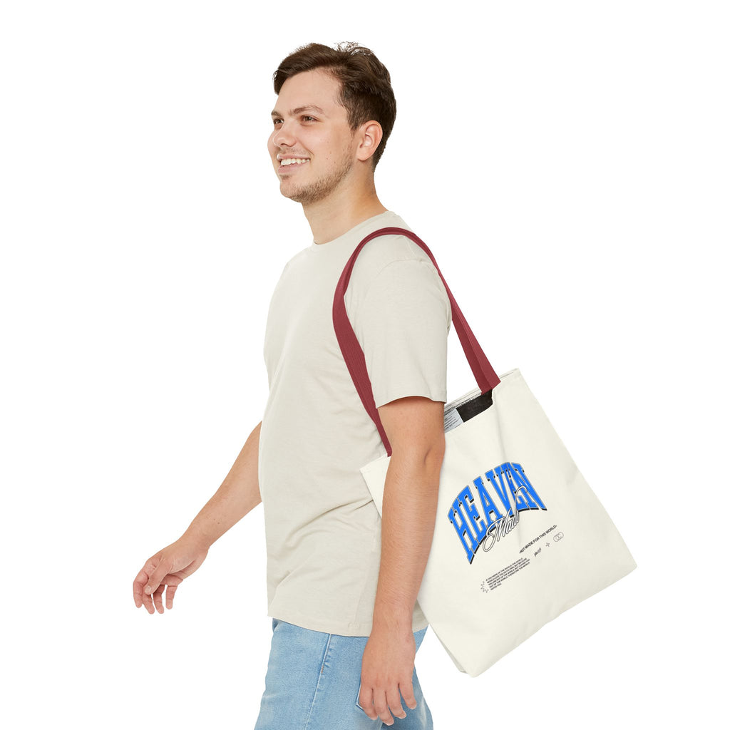 Heaven Music Tote Bag - Retro Blue Graphic All-Over Print