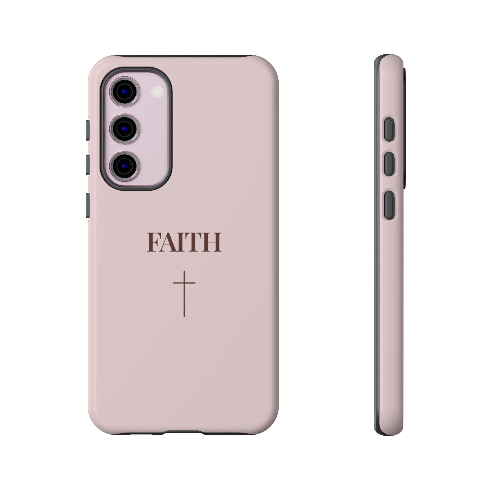 Faith Cross Tough Phone Case — Minimal Pink Christian iPhone Cover
