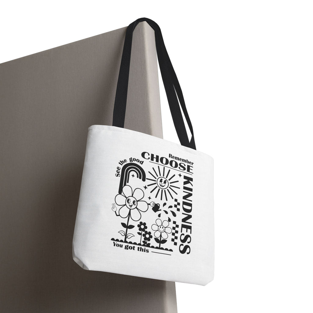 Choose Kindness Tote Bag — Inspirational Floral Rainbow Canvas Market Tote