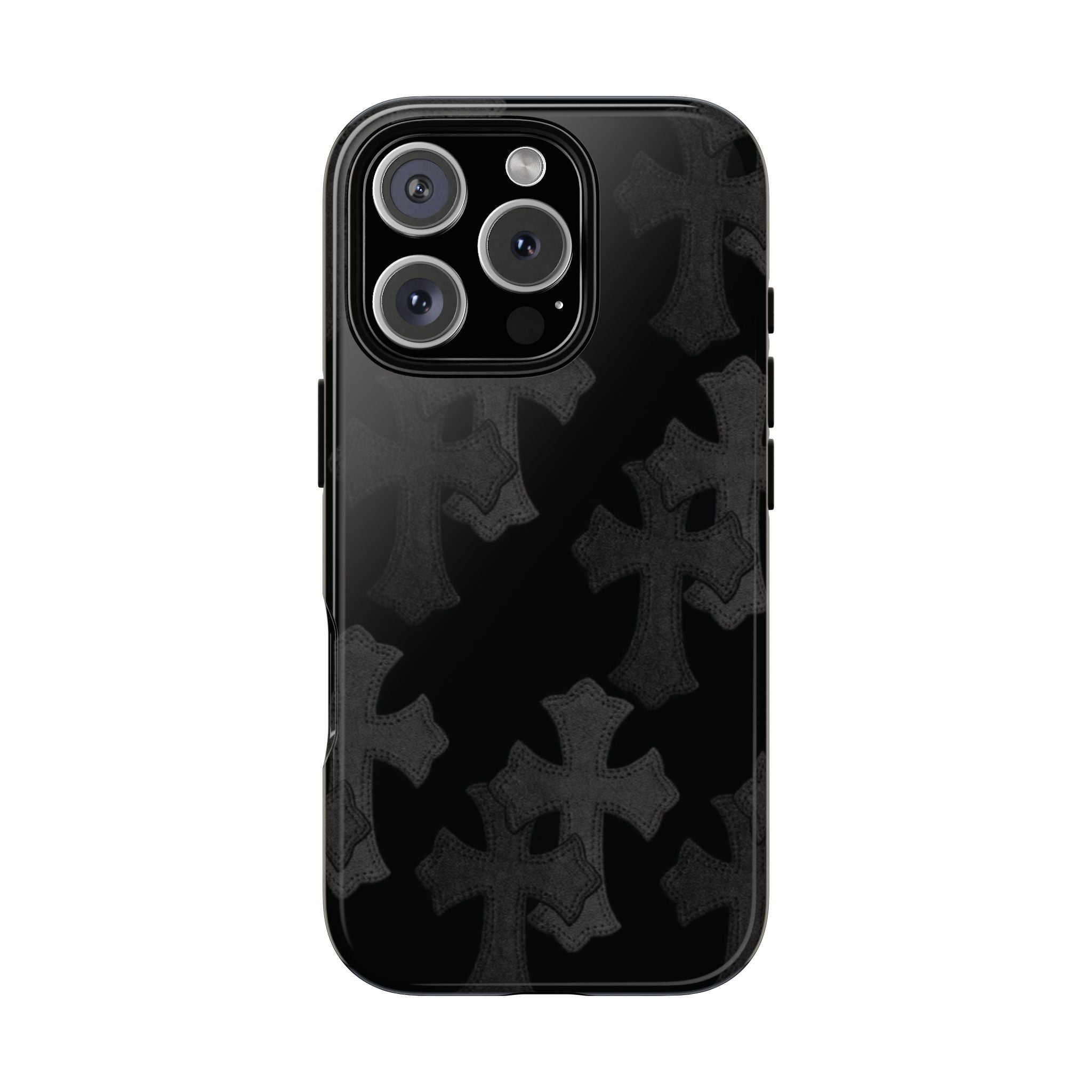 Black Cross Pattern Tough iPhone Case — Gothic Protective iPhone Cover