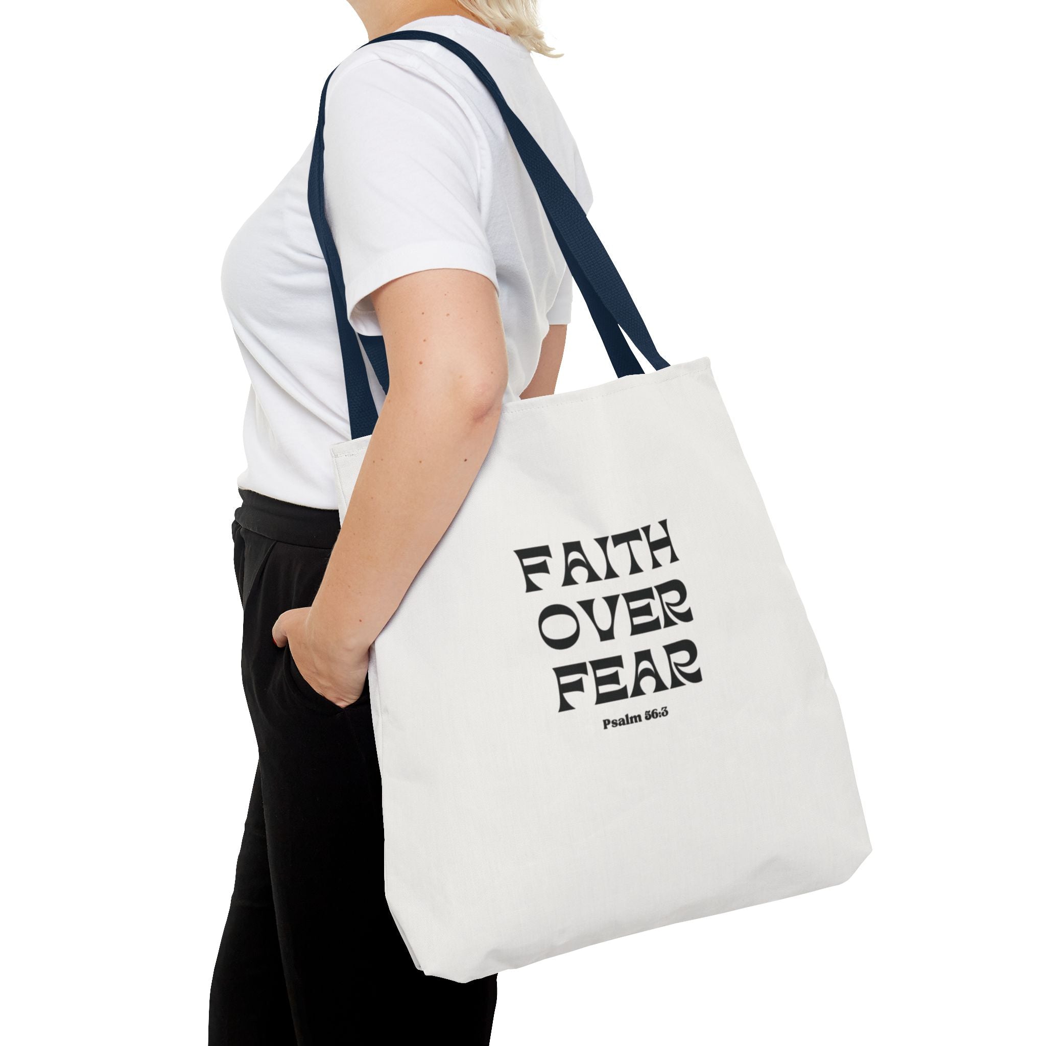 Faith Over Fear Tote Bag — Christian Inspirational Scripture Bag (Psalm 56:3)