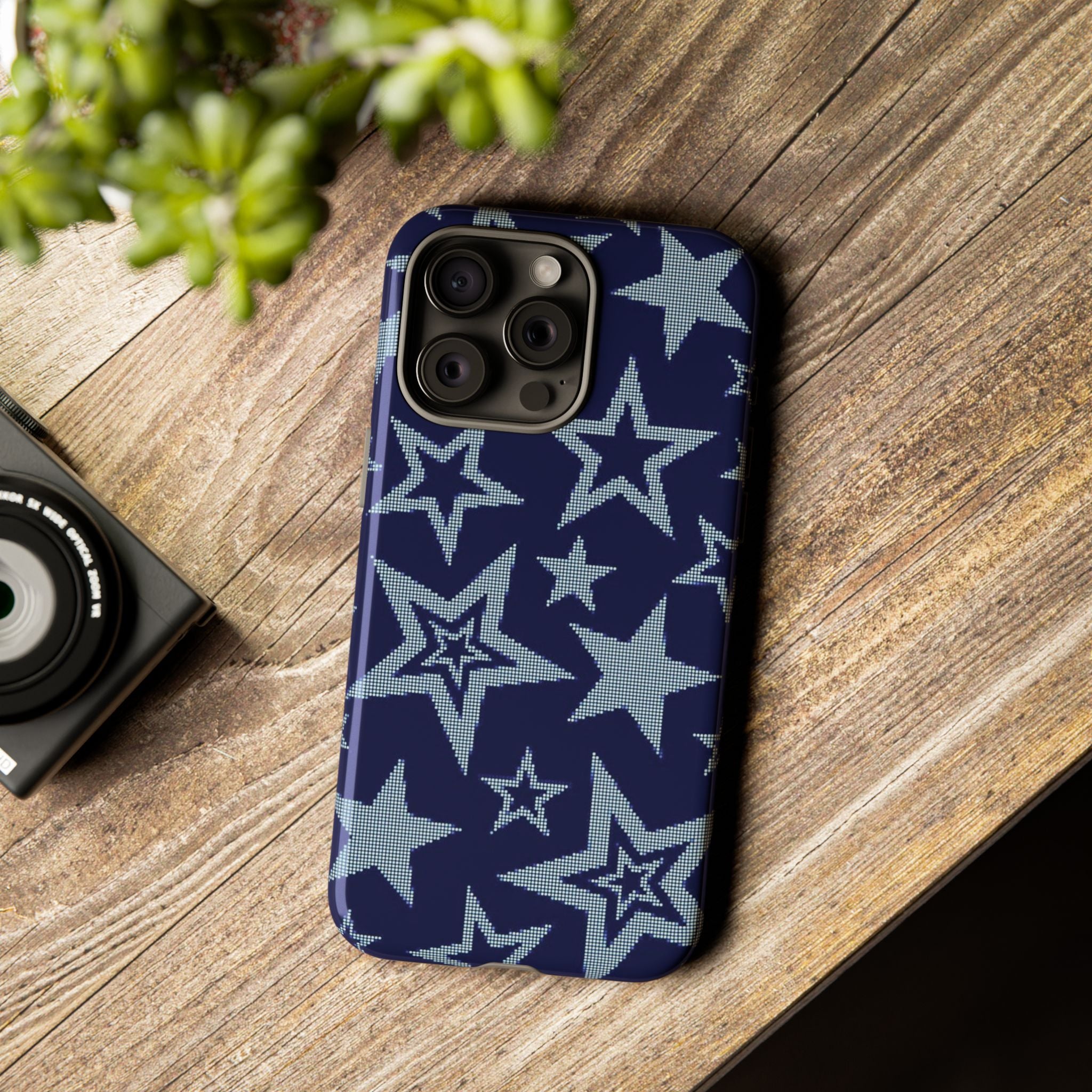 Navy Star Pattern Tough iPhone Case