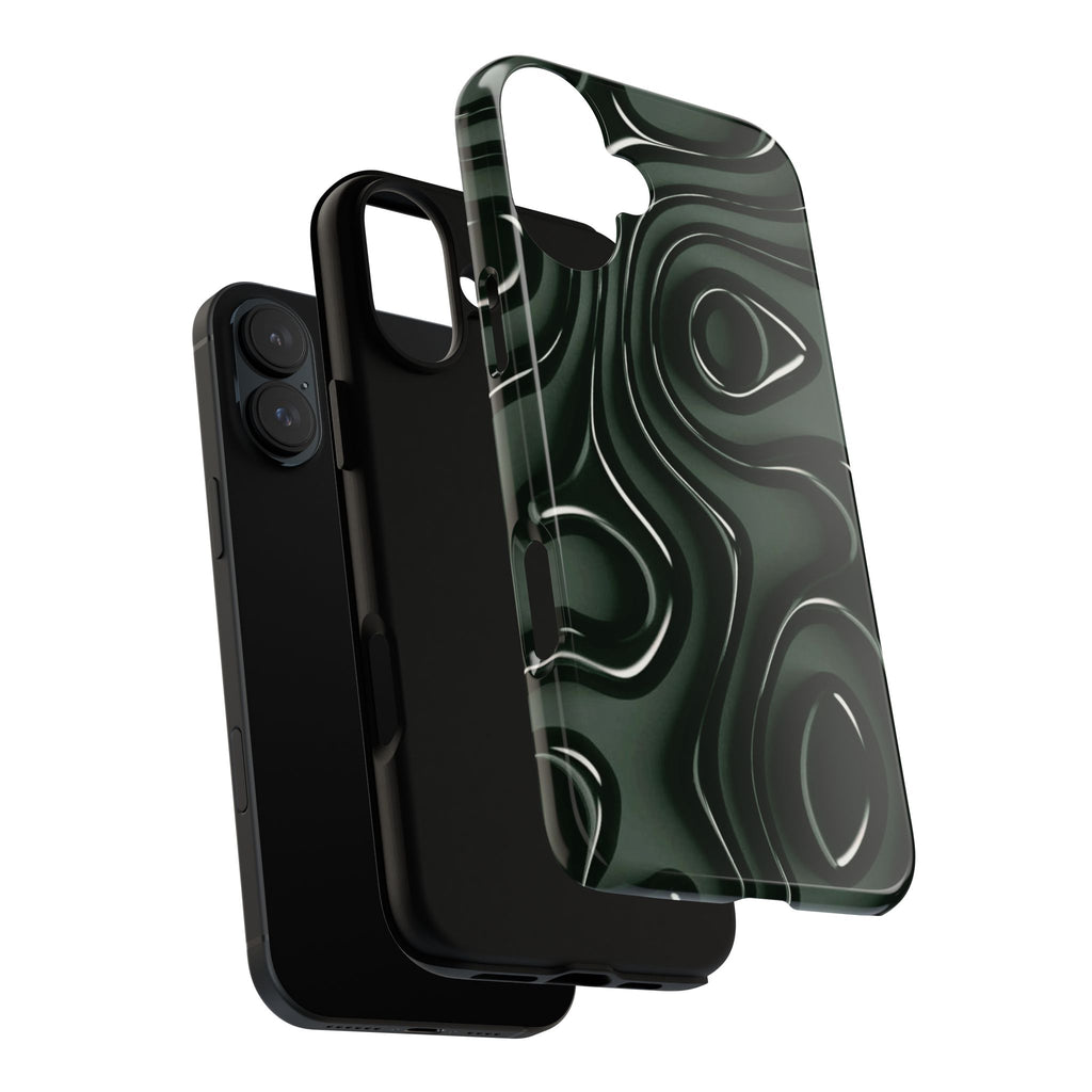 Dark Green Abstract Swirl Tough Phone Case