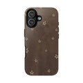 Brown Star Pattern Tough Phone Case – Rugged Leather-Look Protection