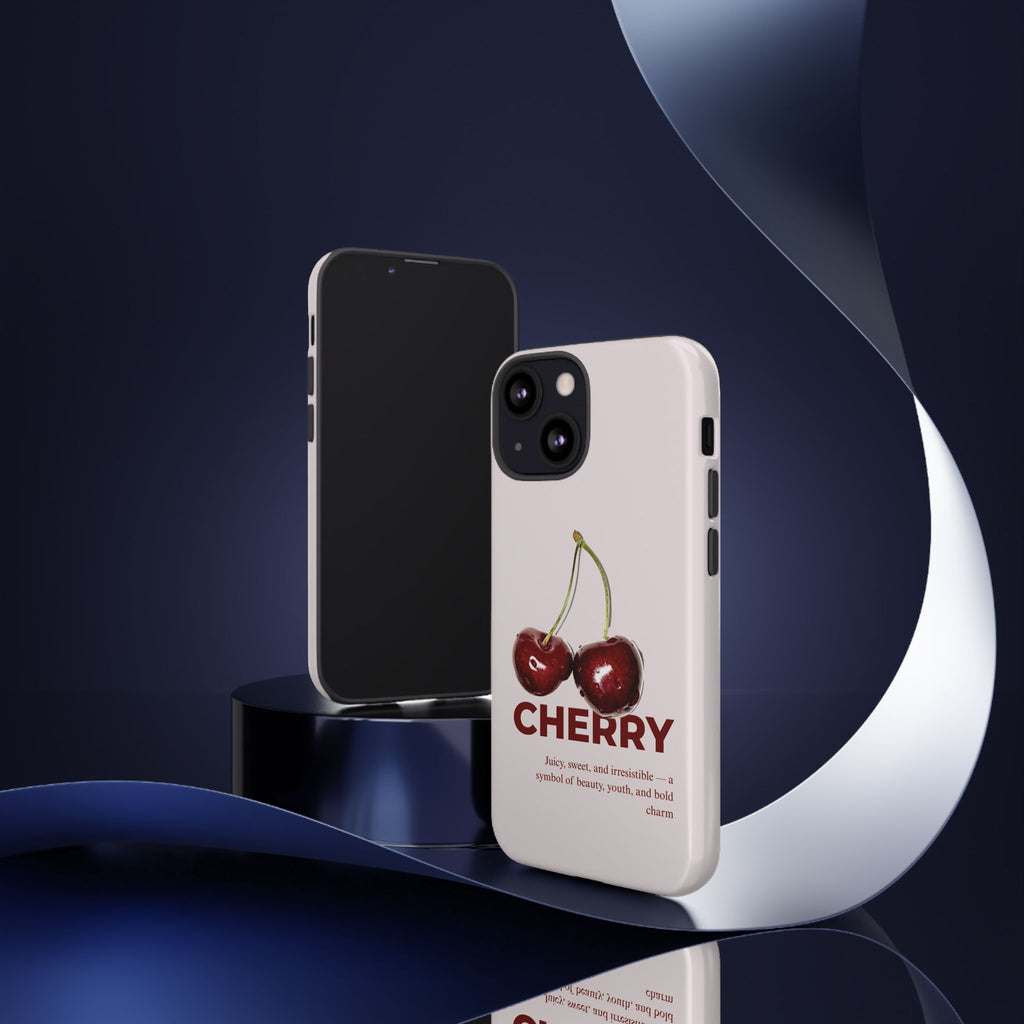 Cherry Vintage iPhone Case — Retro Cherry Illustration with 'CHERRY' Text