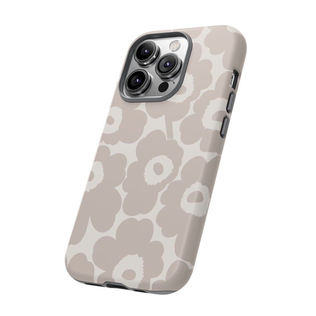 Floral Tough iPhone Case — Neutral Beige Poppy Protective Cover