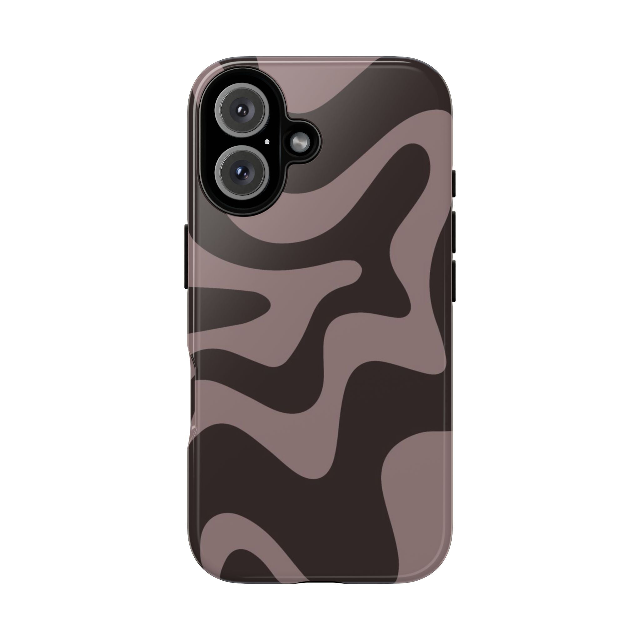 Camouflage Swirl iPhone Case — Matte Brown Abstract Camo Protective Cover