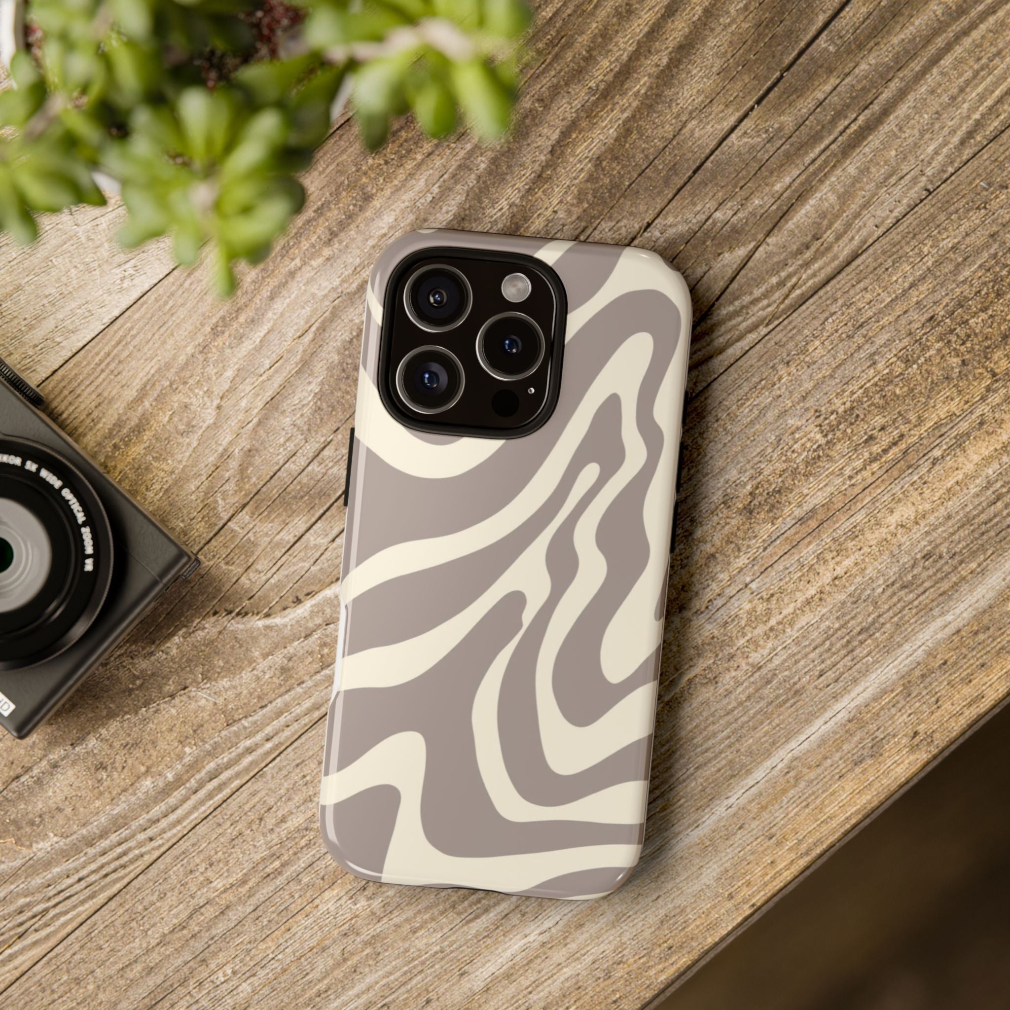Neutral Zebra Print Tough iPhone Case