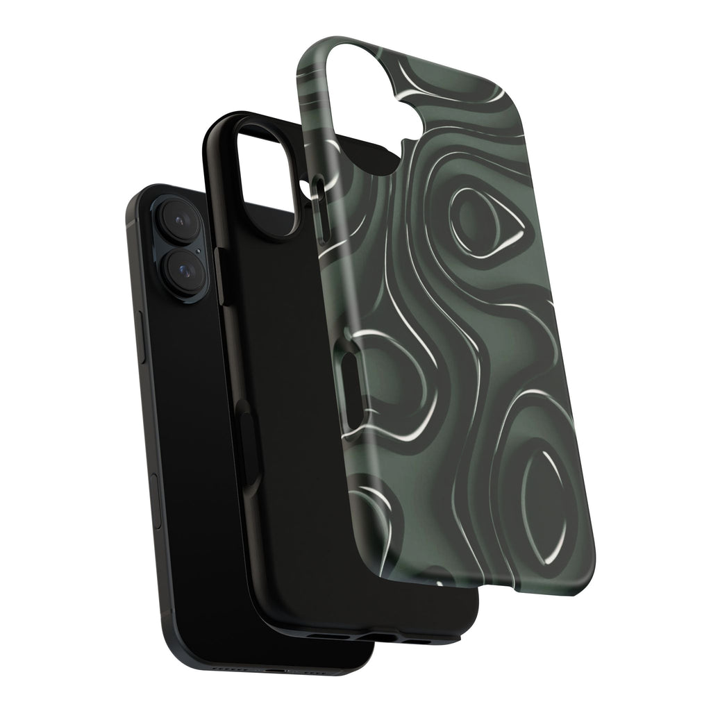 Dark Green Abstract Swirl Tough Phone Case
