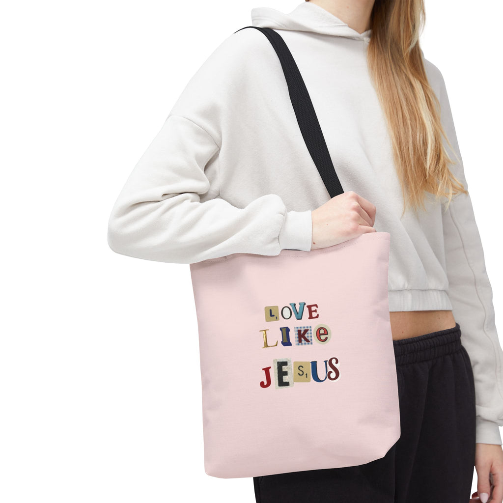 Love Like Jesus Tote Bag — Christian Inspirational Pink Everyday Tote