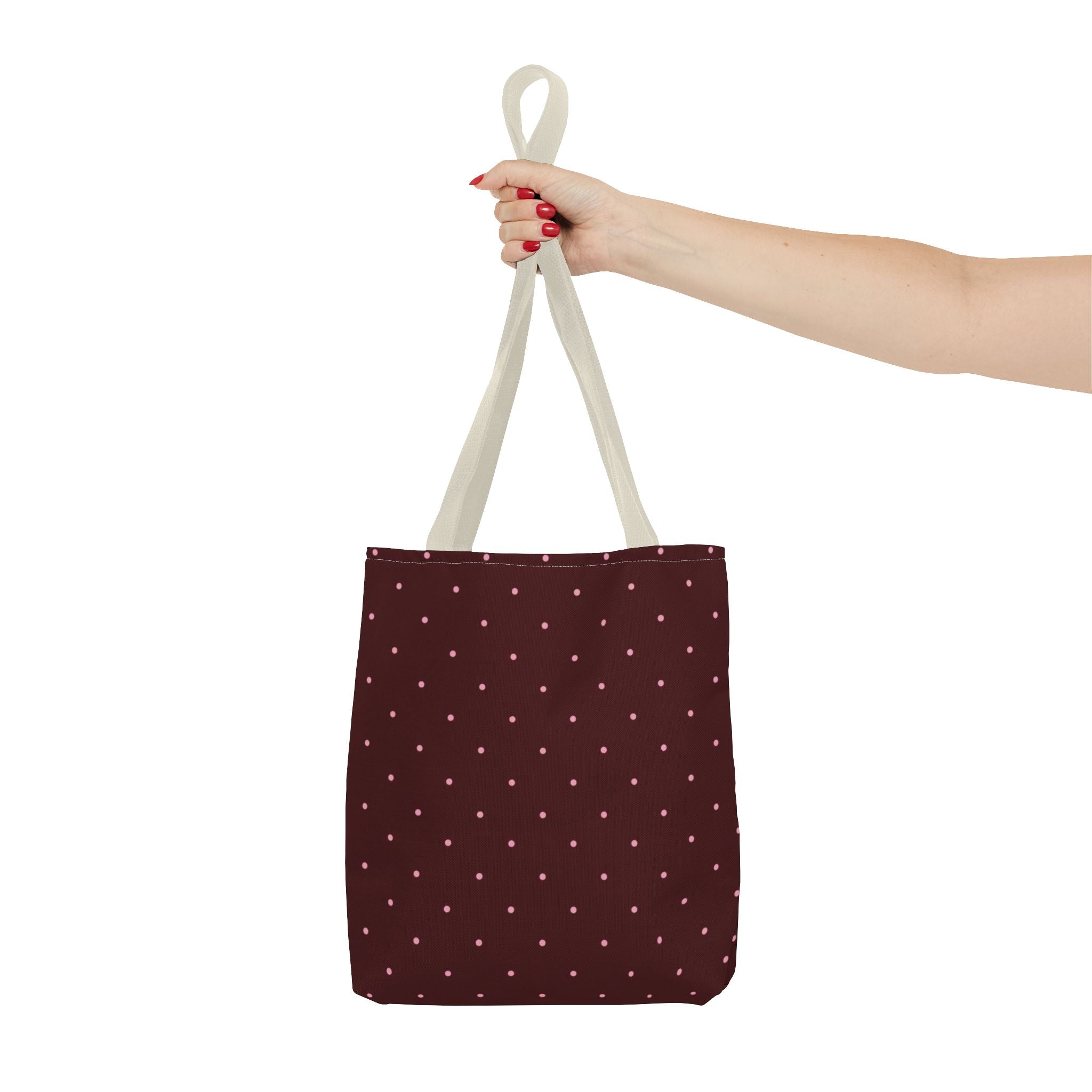 Burgundy Polka Dot Tote Bag