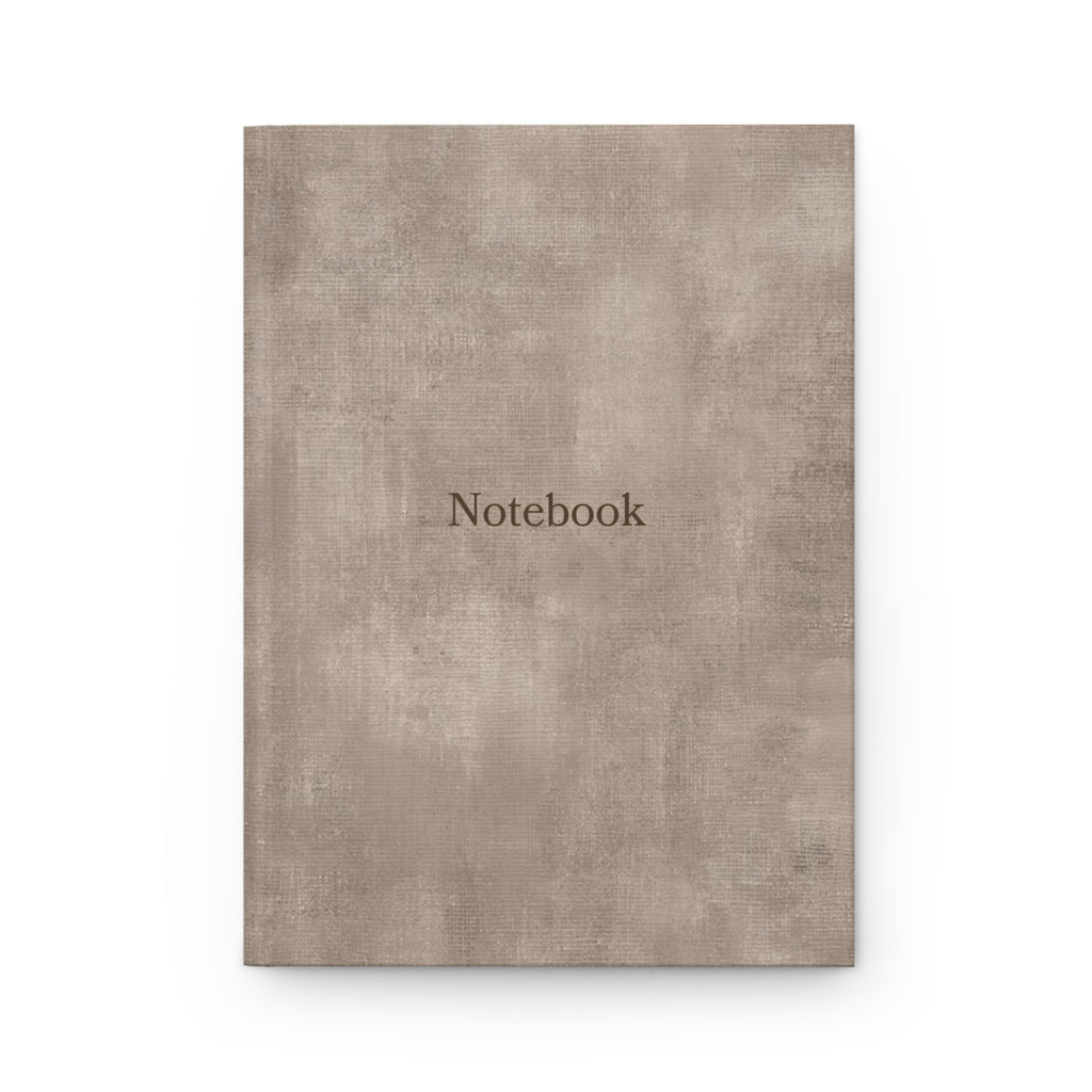 Vintage Taupe Hardcover Notebook — Matte Journal with "Notebook" Text