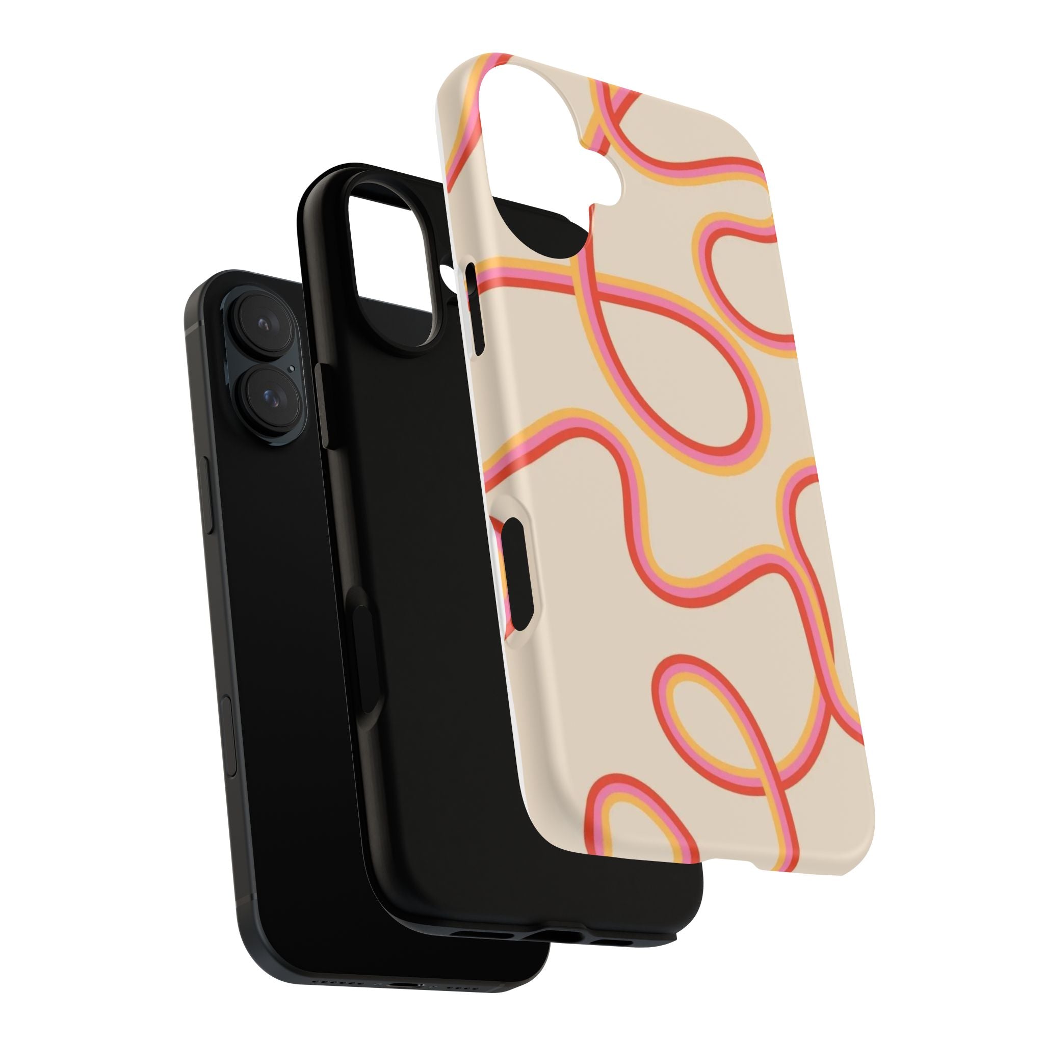 Retro Loop Pattern iPhone Case – Peach & Sunset Abstract Tough Case