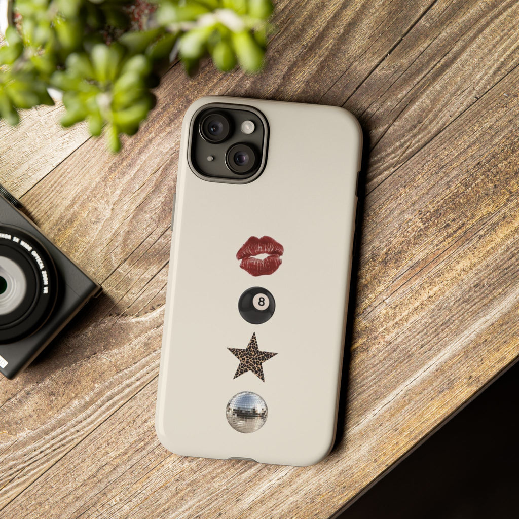 Kiss 8-Ball Star iPhone Case – Trendy Minimalist Protective Cover