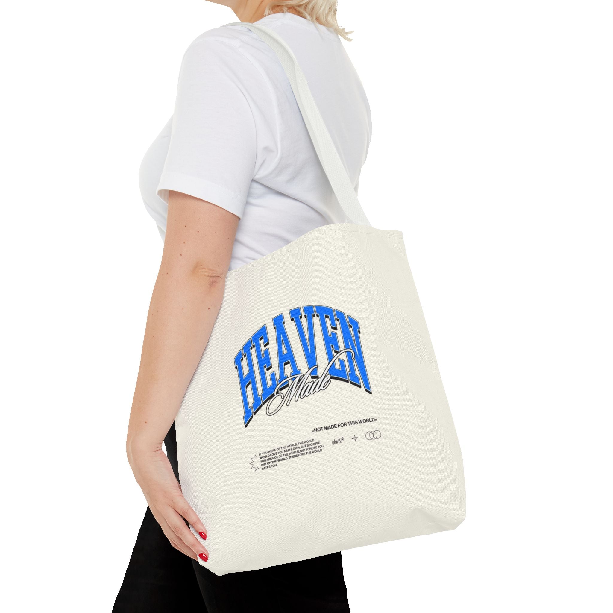 Heaven Music Tote Bag - Retro Blue Graphic All-Over Print