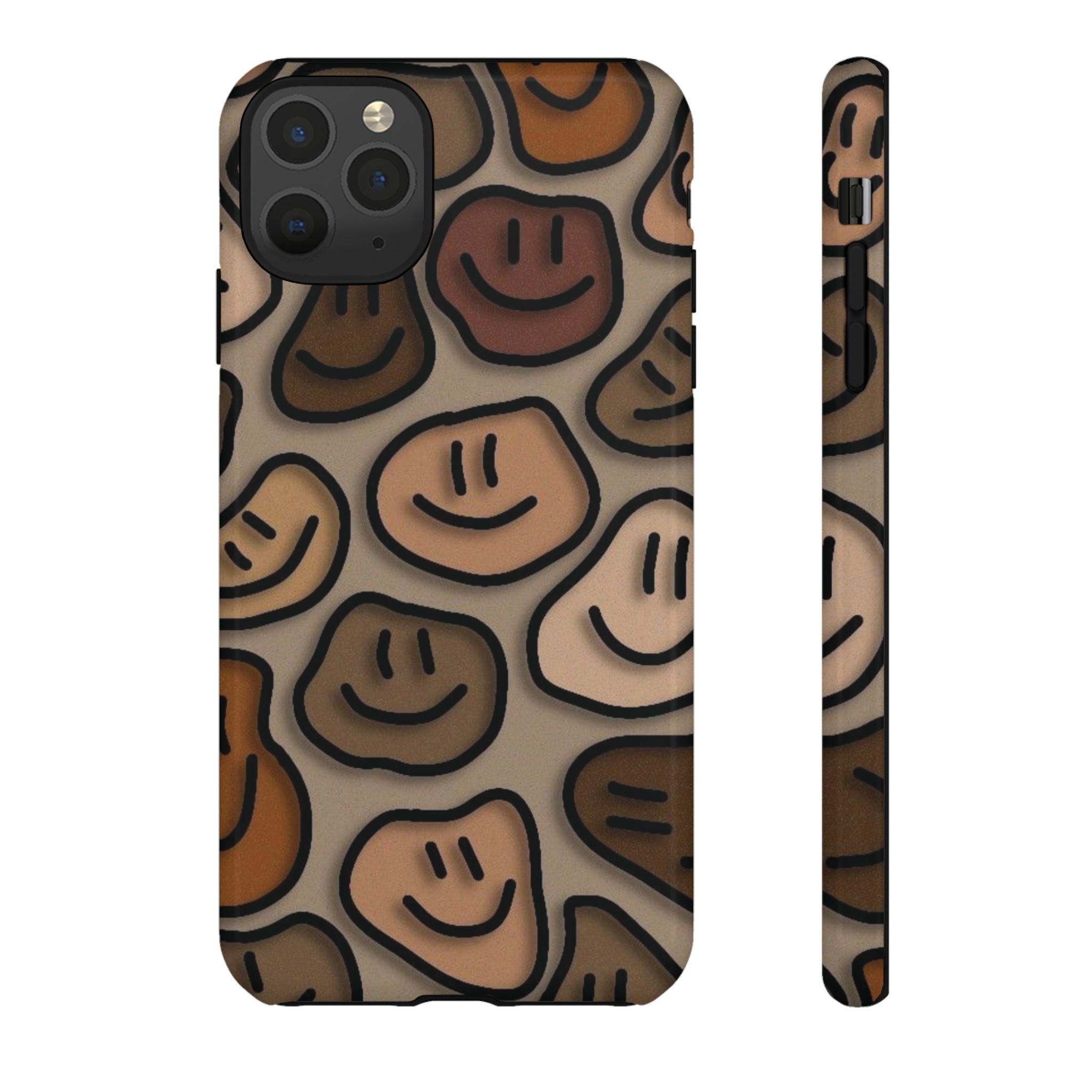 Smiley Faces iPhone Case — Neutral Brown Diverse Smiles Protective Cover
