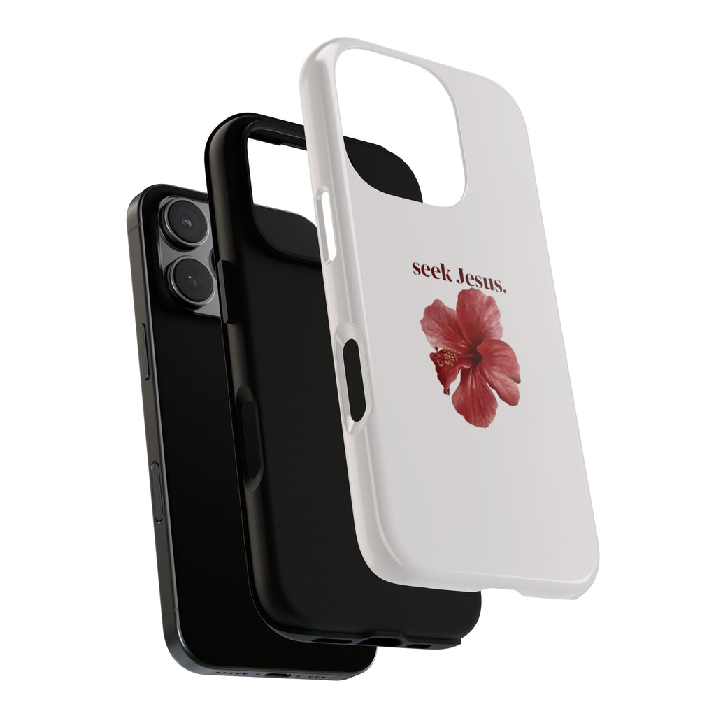 "seek Jesus." Floral Tough Protective Case