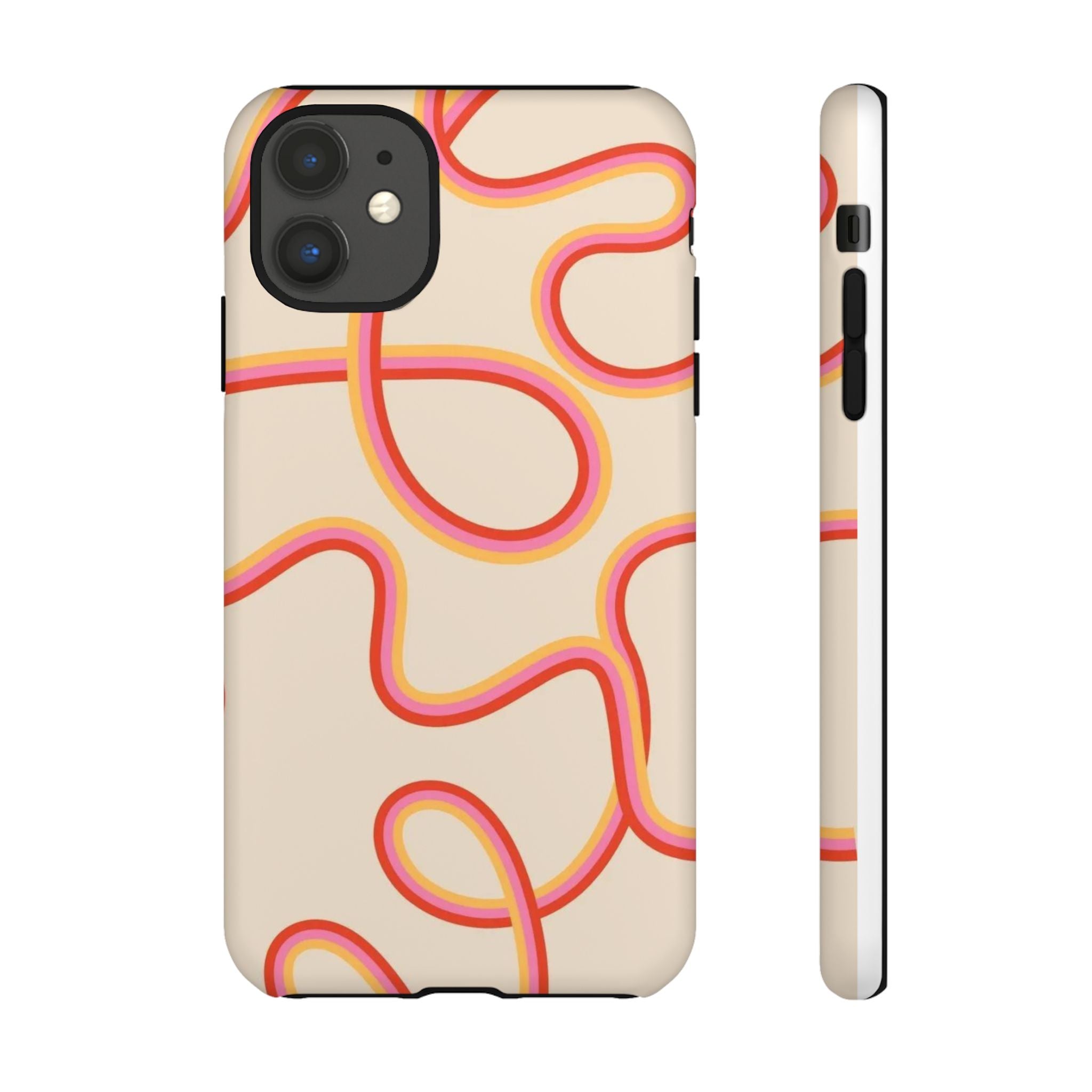 Retro Loop Pattern iPhone Case – Peach & Sunset Abstract Tough Case