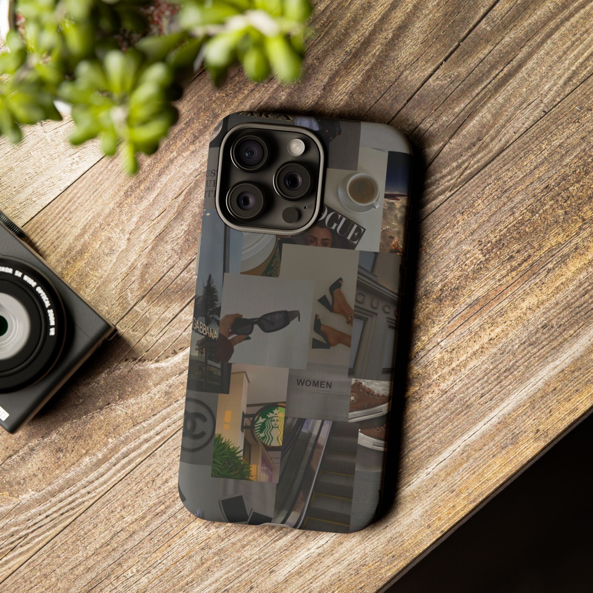 Collage Aesthetic Tough iPhone Case — Chic Cafe & Fashion Mood Board