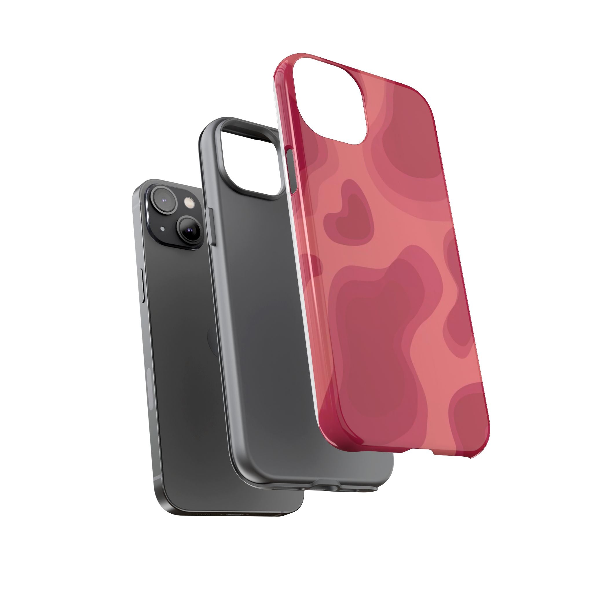 Red Pink Camo iPhone Case — Abstract Heart Pattern Tough Protective Cover