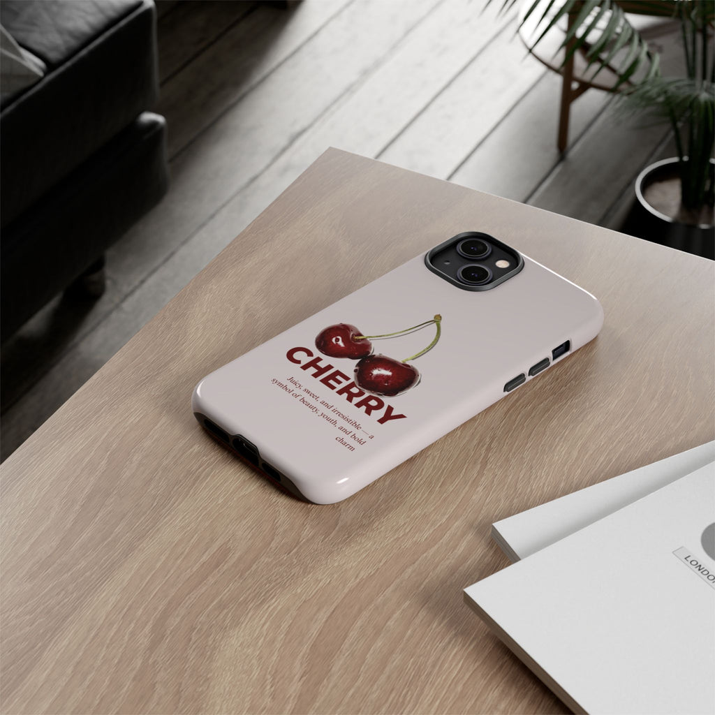 Cherry Vintage iPhone Case — Retro Cherry Illustration with 'CHERRY' Text