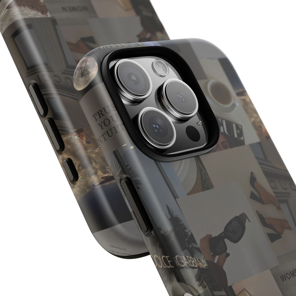 Collage Aesthetic Tough iPhone Case — Chic Cafe & Fashion Mood Board