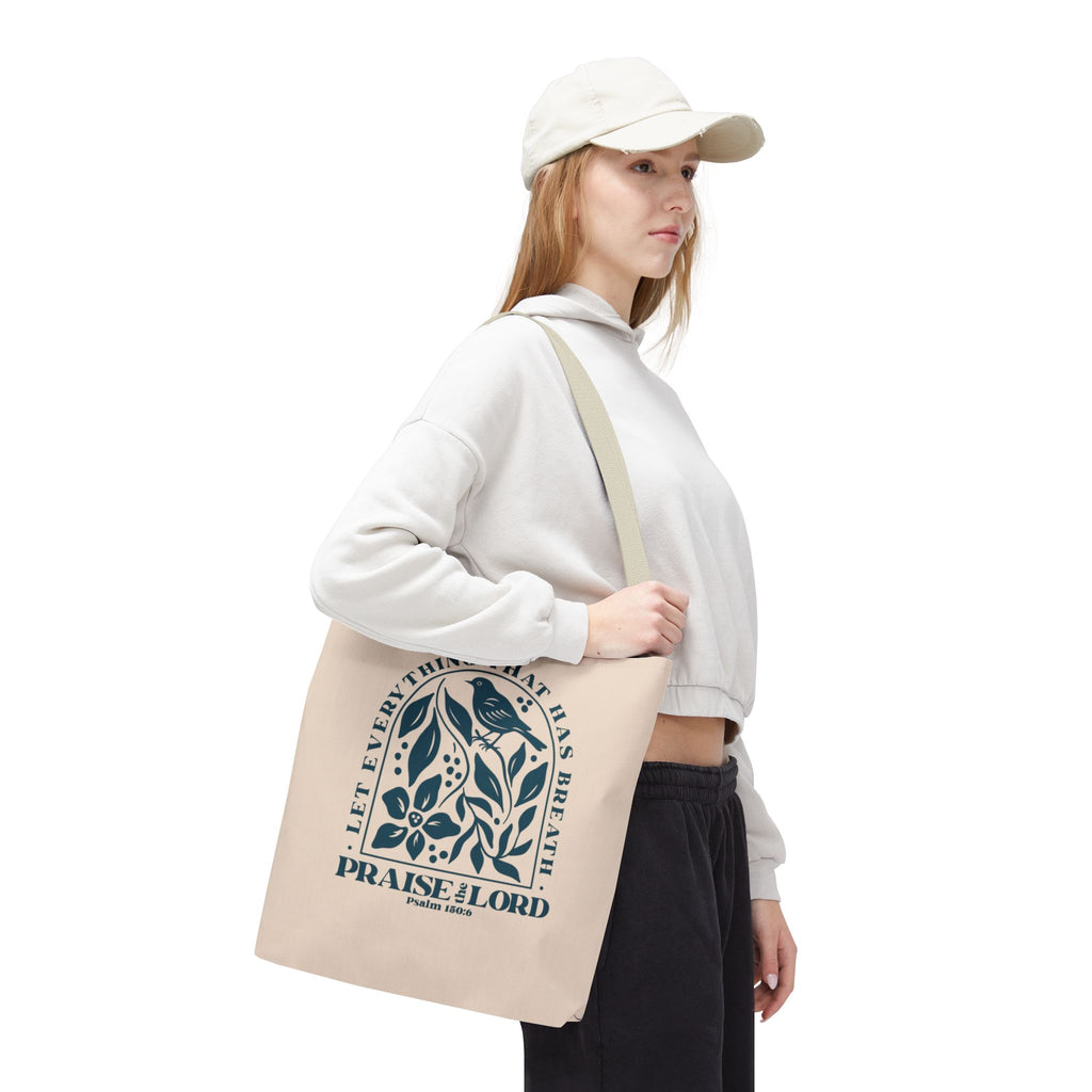 "Praise the Lord" Floral Psalm 150:6 Tote Bag