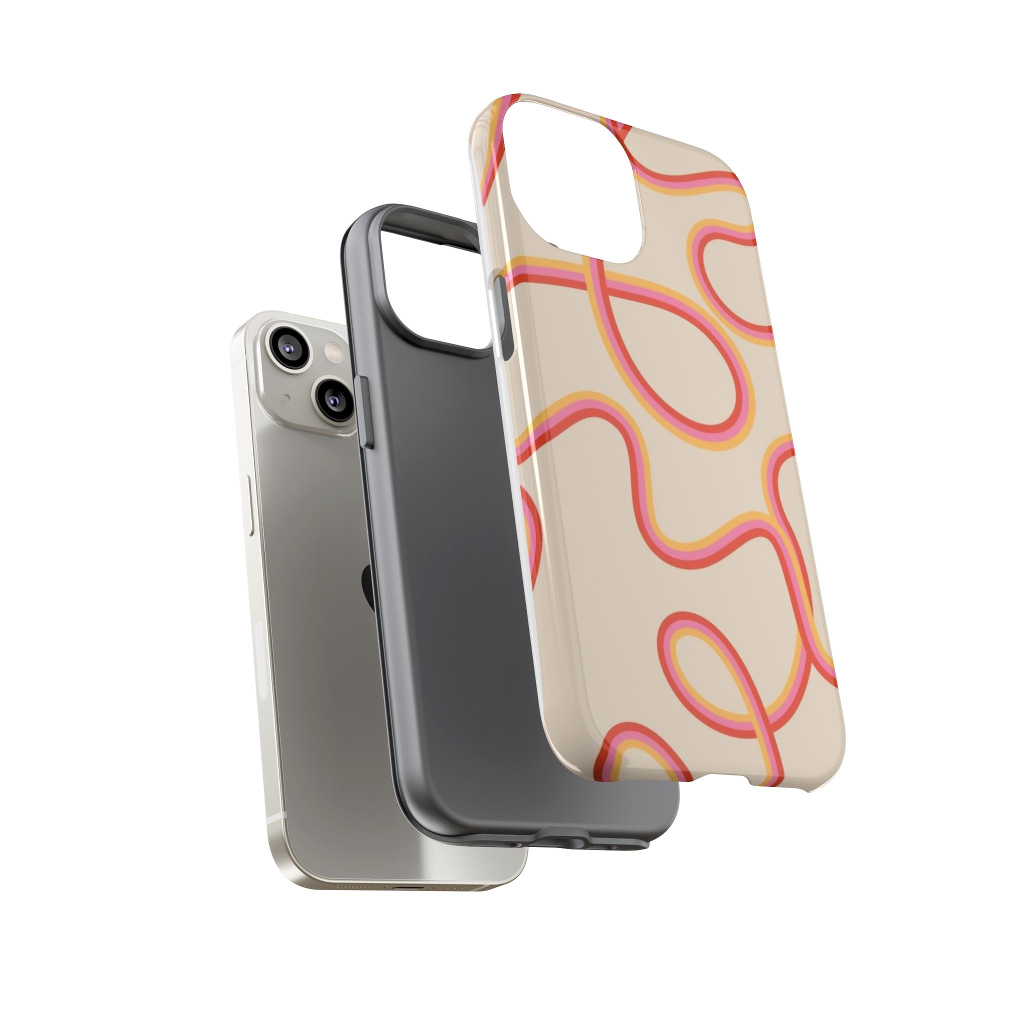 Retro Loop Pattern iPhone Case – Peach & Sunset Abstract Tough Case