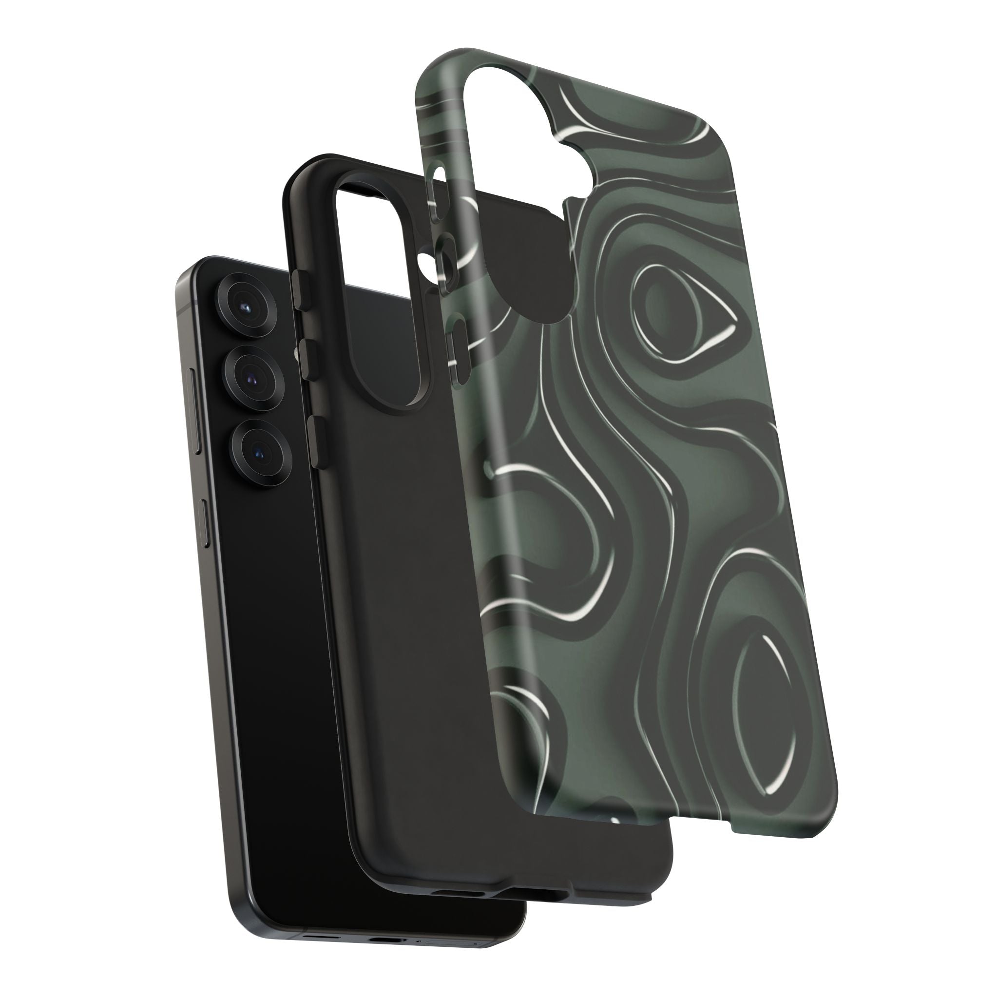 Dark Green Abstract Swirl Tough Phone Case