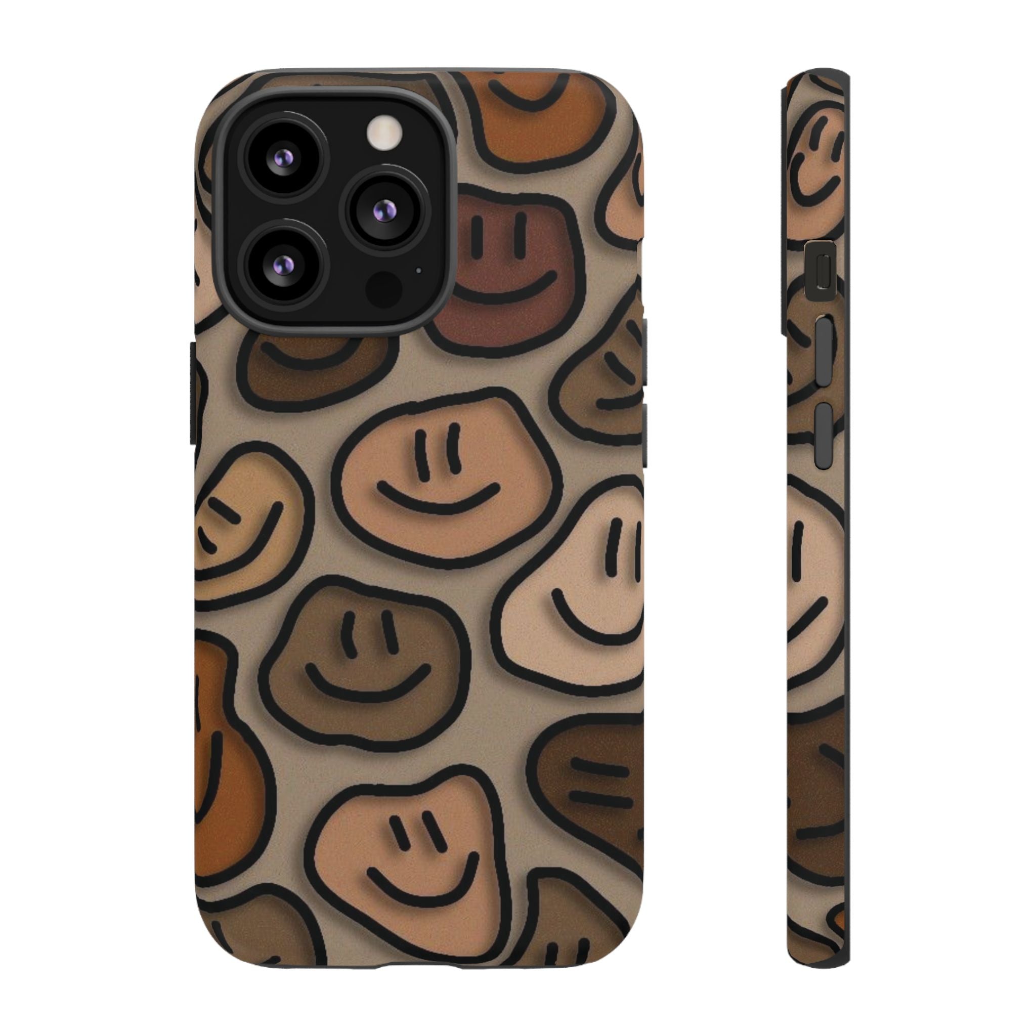Smiley Faces iPhone Case — Neutral Brown Diverse Smiles Protective Cover