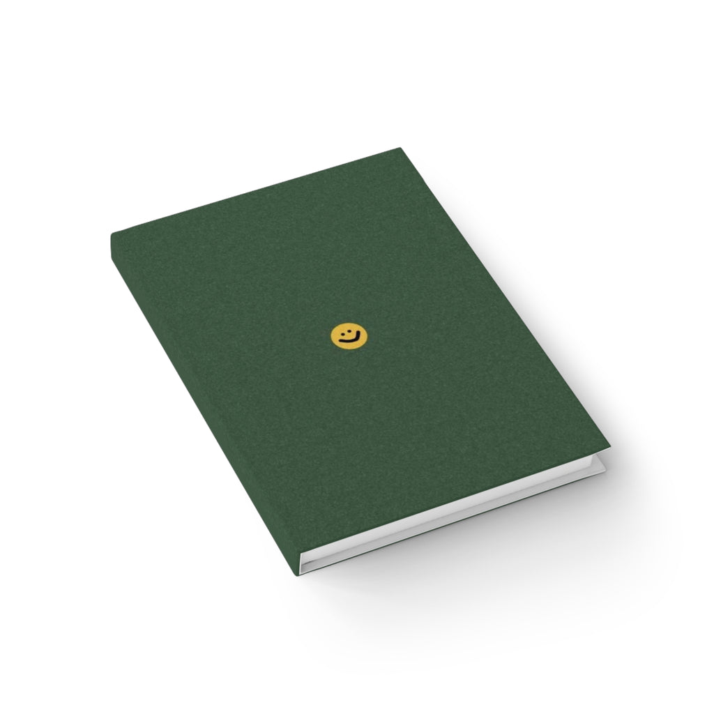 Green Smiley Hardcover Journal — Ruled Hardcover Notebook for Positive Notes & Daily Planning