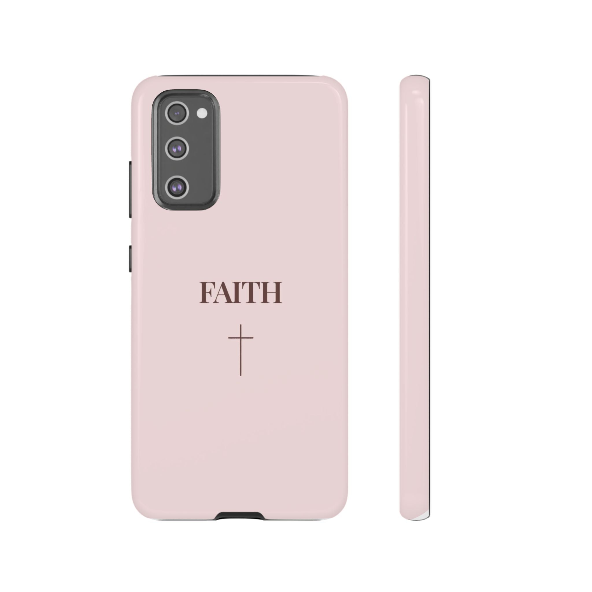 Faith Cross Tough Phone Case — Minimal Pink Christian iPhone Cover