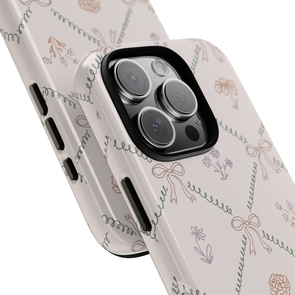 Floral Bow Pattern Tough iPhone Case