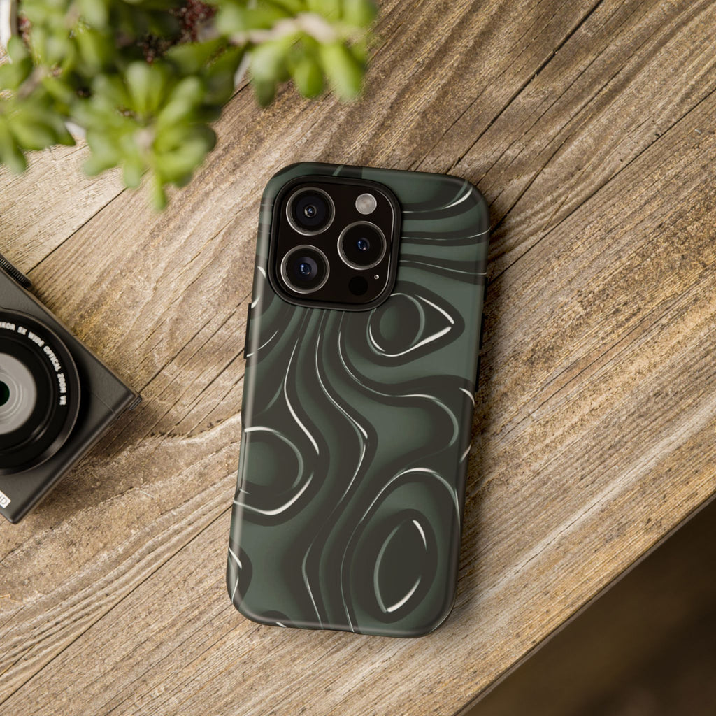 Dark Green Abstract Swirl Tough Phone Case