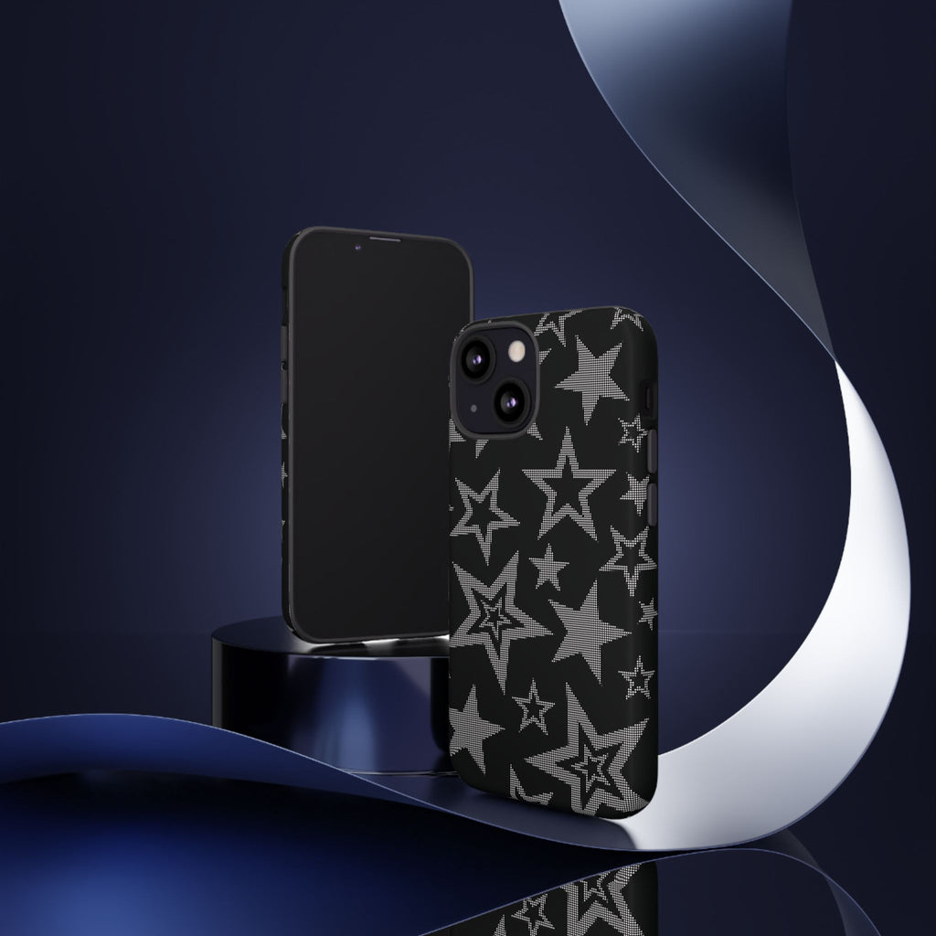 Black Star Pattern Tough Phone Case — Durable Protective Phone Cover