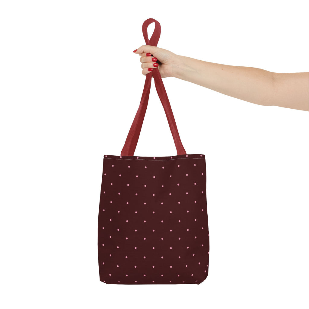 Burgundy Polka Dot Tote Bag