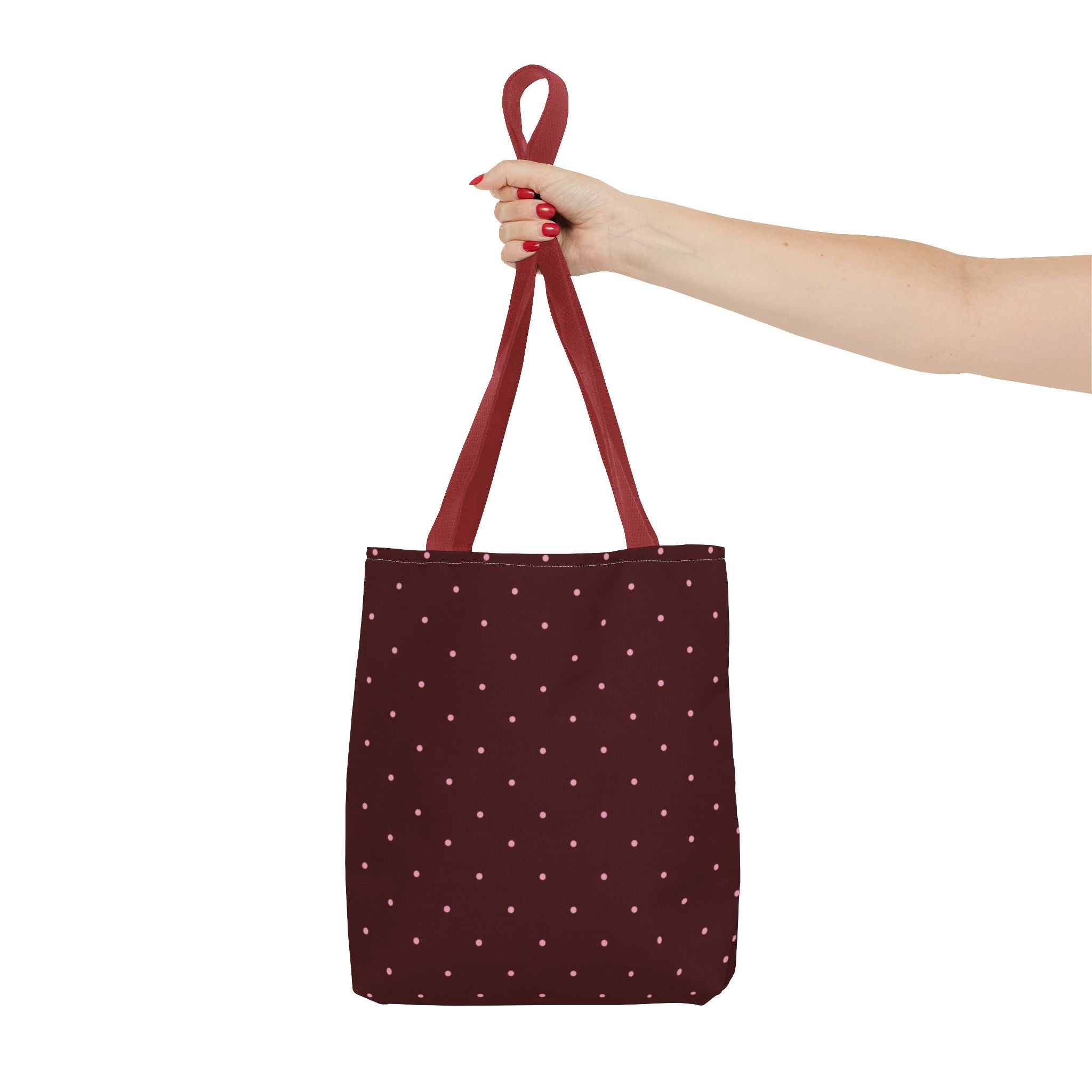 Burgundy Polka Dot Tote Bag