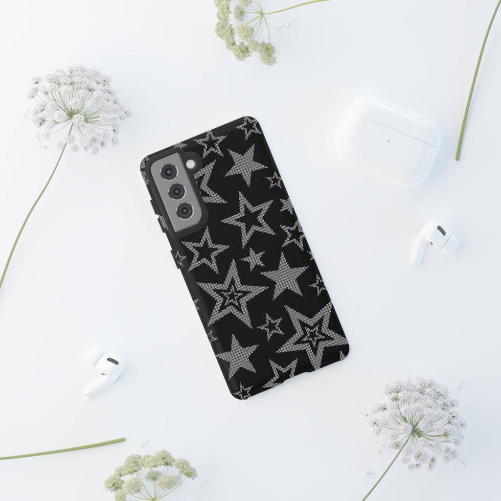 Black Star Pattern Tough Phone Case — Durable Protective Phone Cover