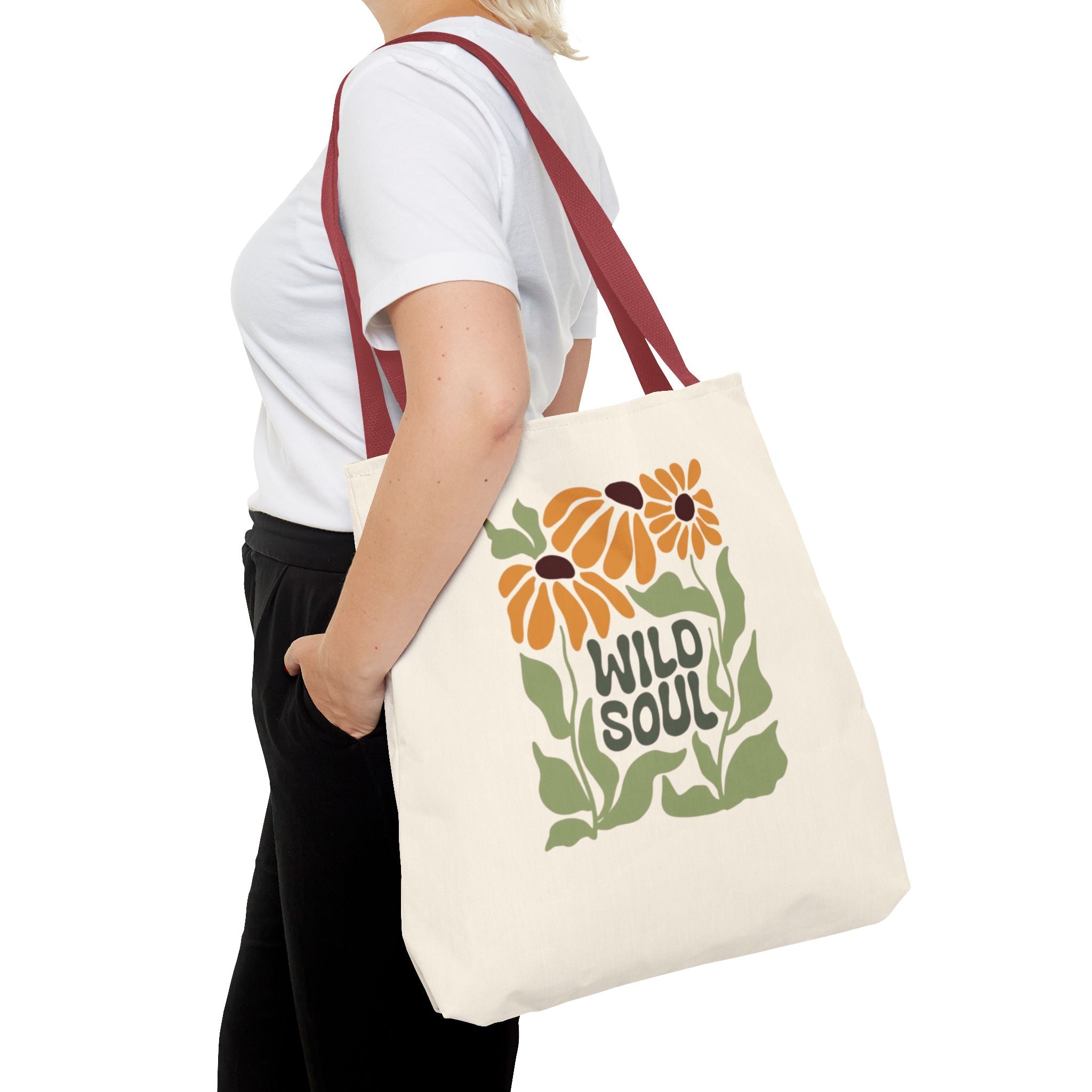 Wild Soul Floral Tote Bag — Boho Sunflower Canvas Carryall